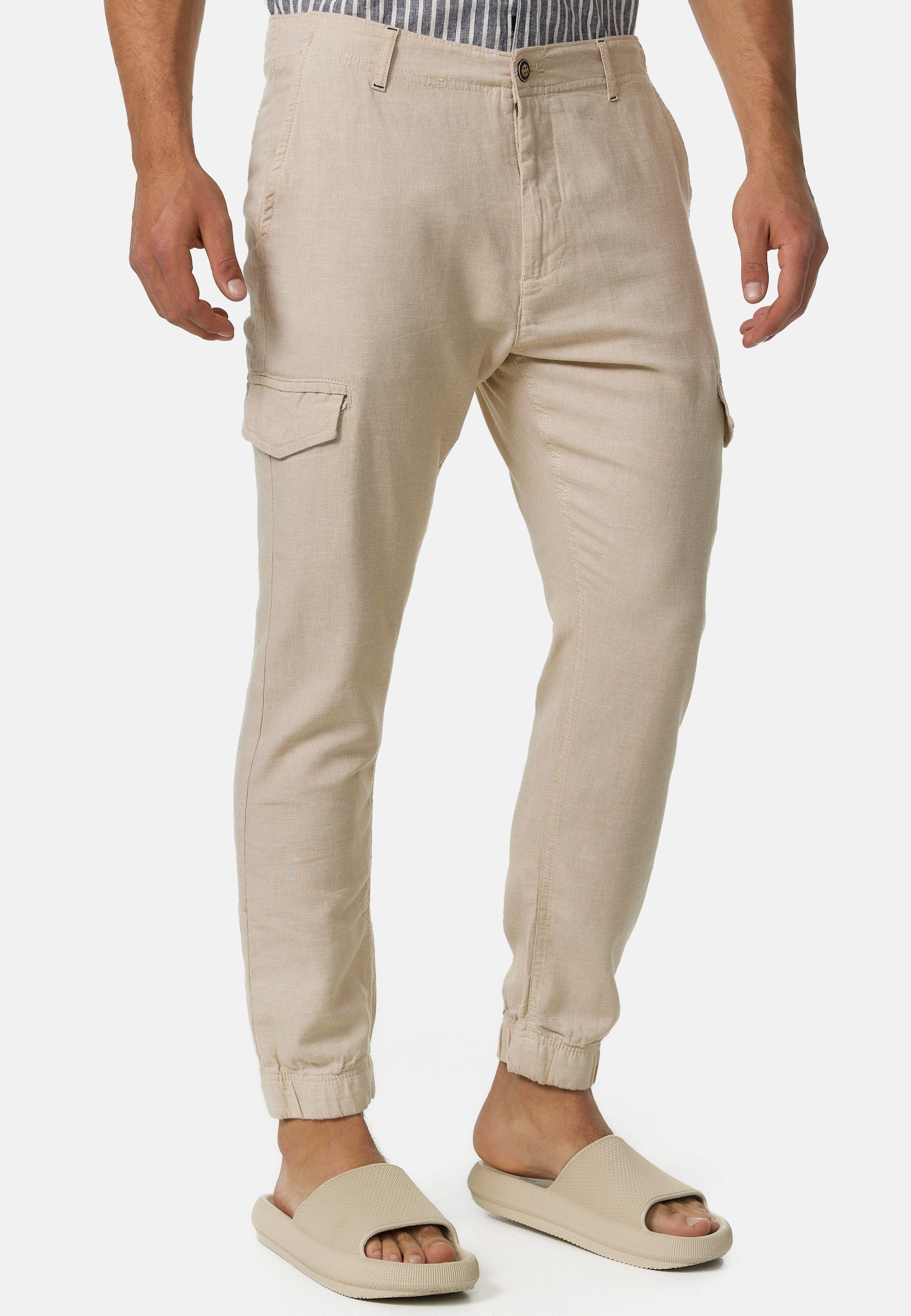Indicode Leinenhose Herren Booth Sommerhose Leinen Herrenhose mit 6 Taschen, 55% Leinen