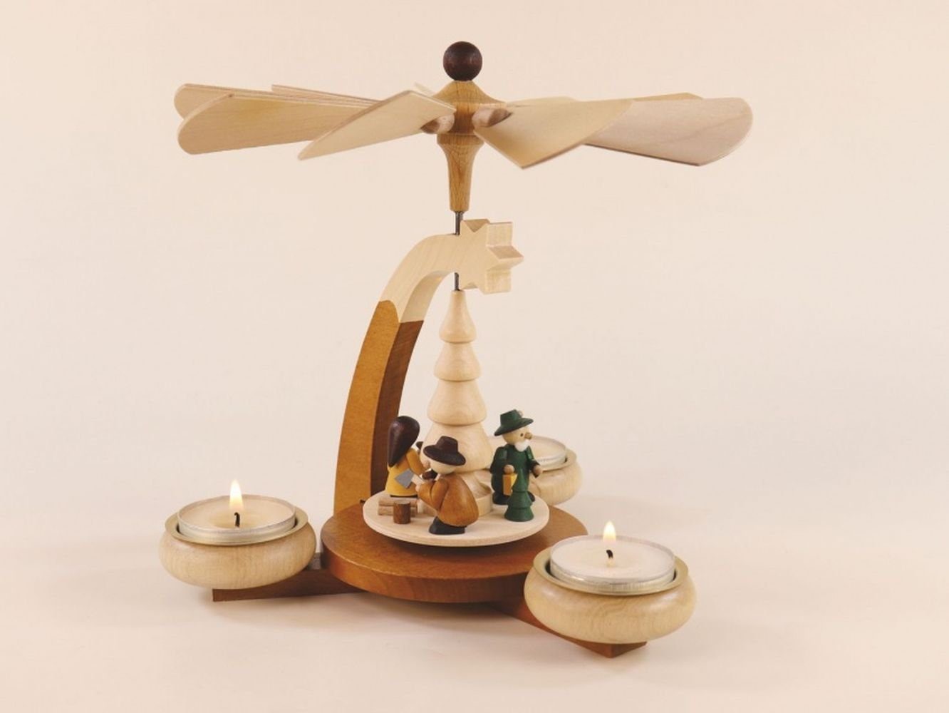 Ullrich Kunsthandwerk Weihnachtspyramide Design-Teelichtpyramide Waldmotiv HxB 19x19,5cm NEU