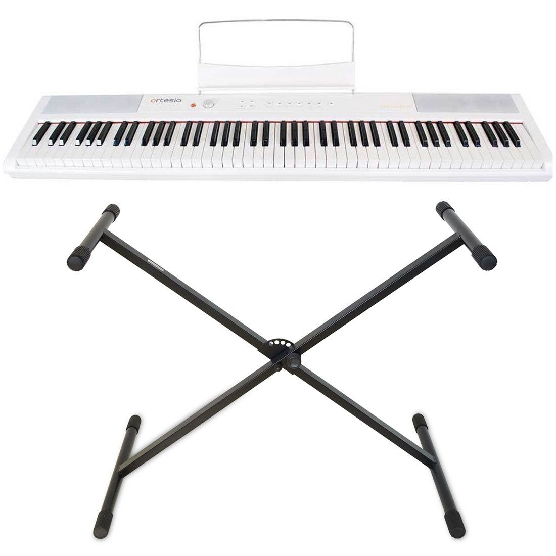 Stage-Piano Artesia Performer Stage-Piano Weiss mit Keyboard-Ständer