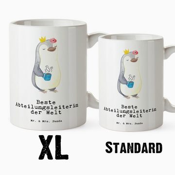 Mr. & Mrs. Panda Tasse Pinguin Beste Abteilungsleiterin der Welt - Weiß - Geschenk, Große Ta, XL Tasse Keramik, Einzigartiges Design