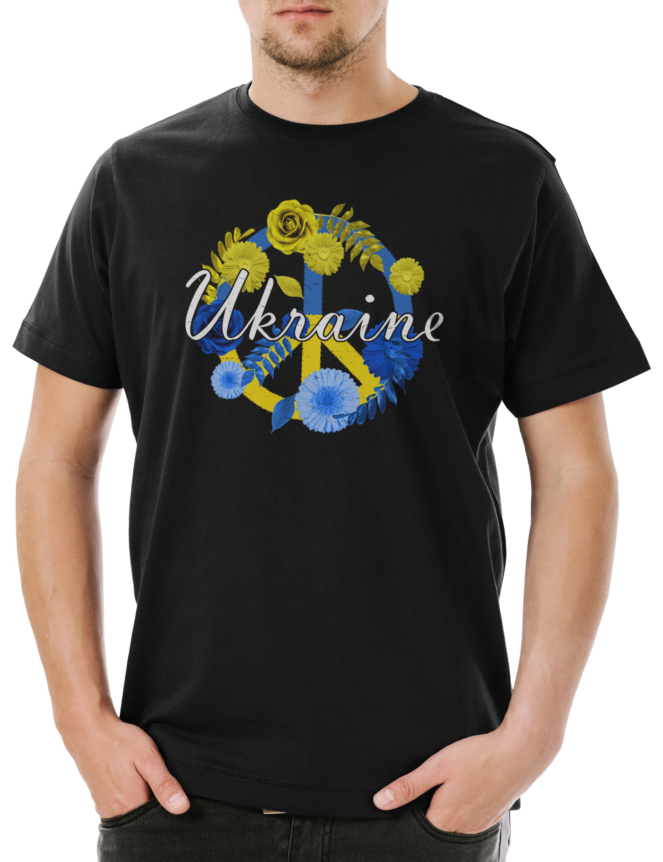 Print-Shirt Ukraine Peace Symbol Herren T-Shirt Against War Widerstand Zeichen