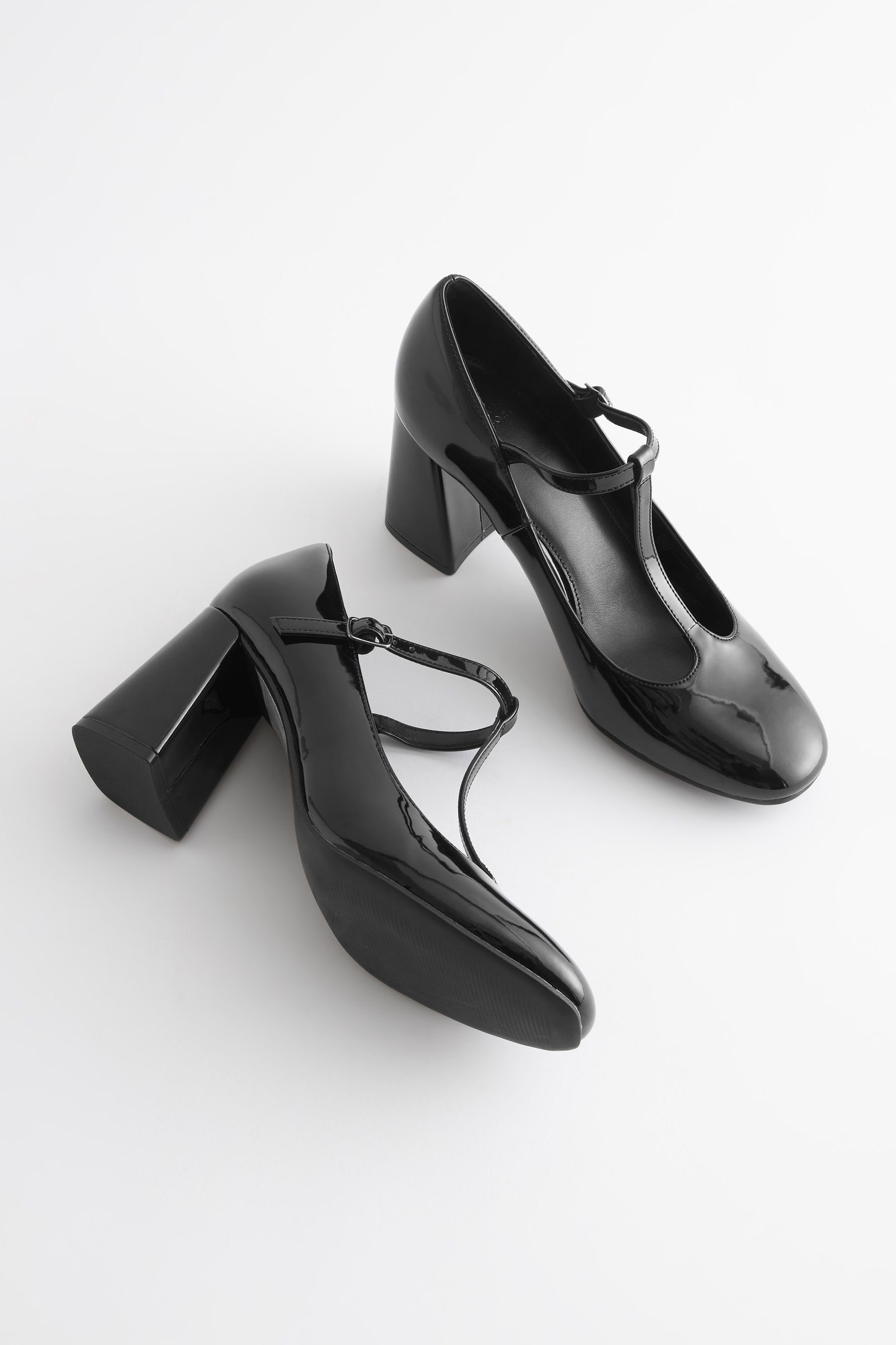 (1-tlg) Schuhe Pumps mit Next und Forever Black T-Steg Blockabsatz Comfort