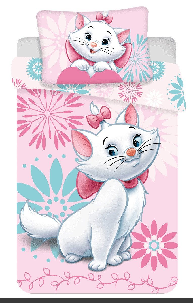 Disney Kinderbettwäsche Disney Marie Aristocats, 4 x Bettwäsche-Sets 100x135cm Katzen, Renforcé, 2 teilig