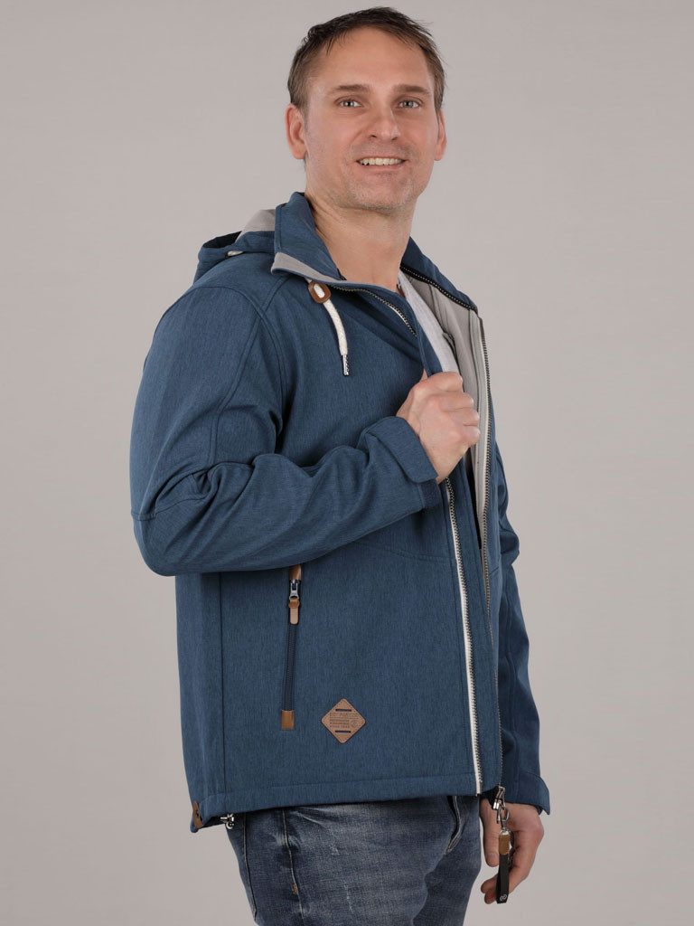 Dry Fashion Softshelljacke Eckernförde Herren Jacke Eckernförde Meliert mit Fleece-Innenfutter und Kapuze