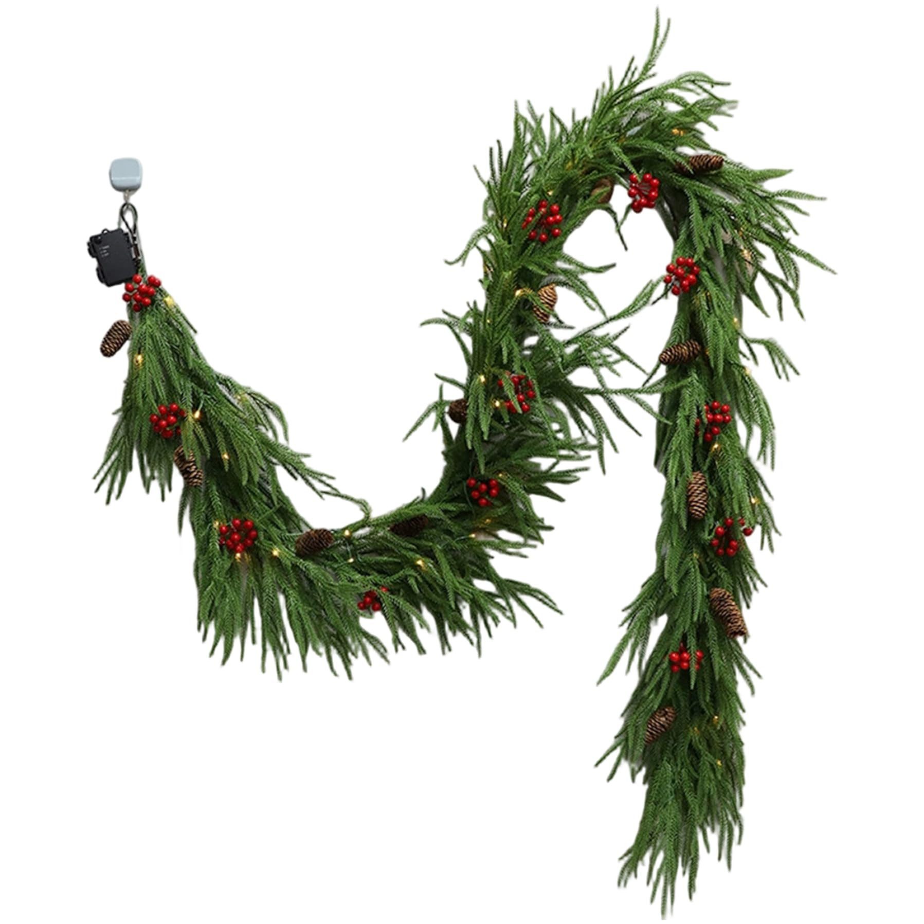 Kunstgirlande Weihnachtsgirlande mit Beleuchtung Innen Außen Grün Weihnachtsdeko, Coonoor, Künstlicher weihnachtsgirlande für Treppen Kamin Haustür Girlande