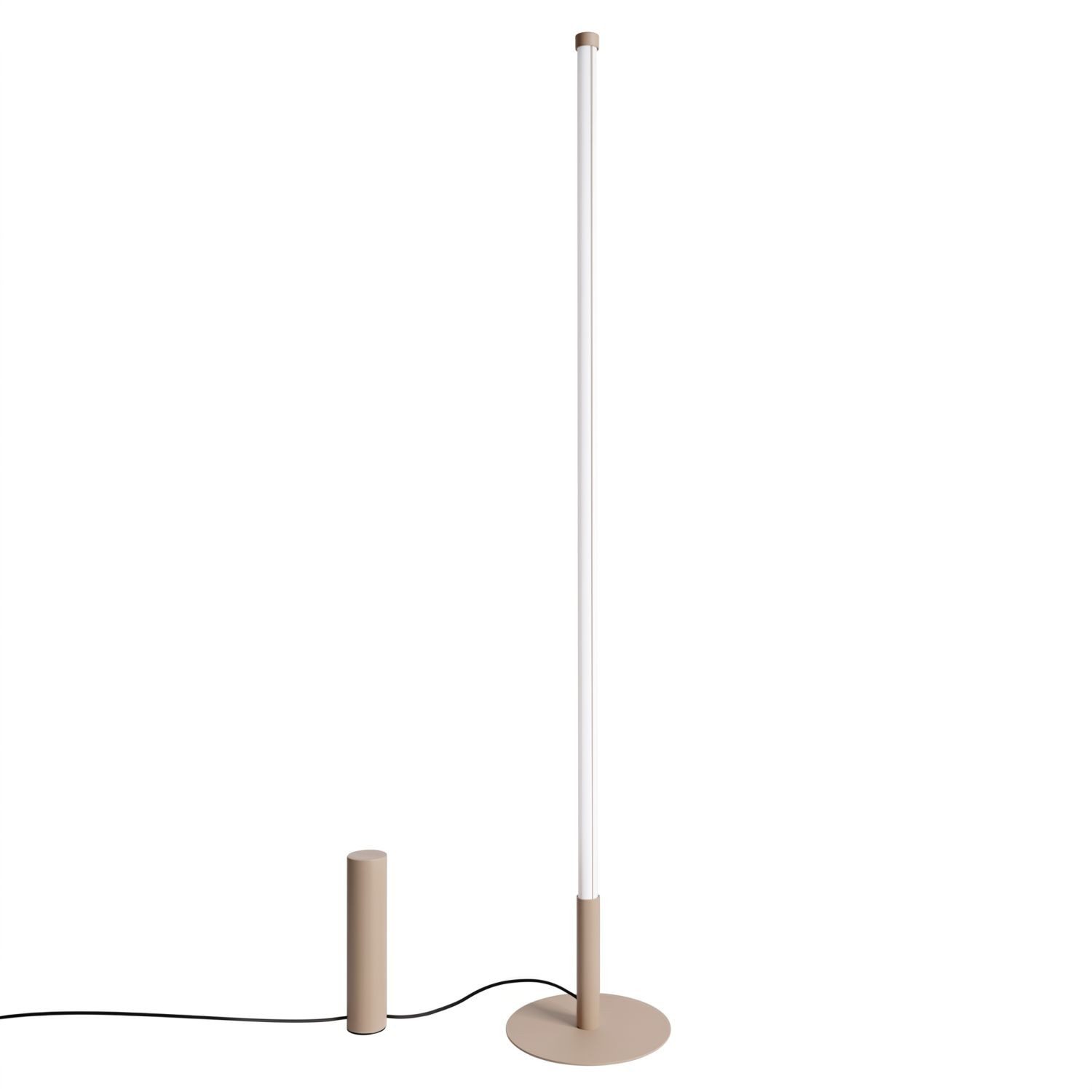 Licht-Erlebnisse Stehlampe ORSAY, LED fest integriert, Neutralweiß, Metall LED Dimmer 150 cm Taupe rund 4000 K 4710 lm Modern