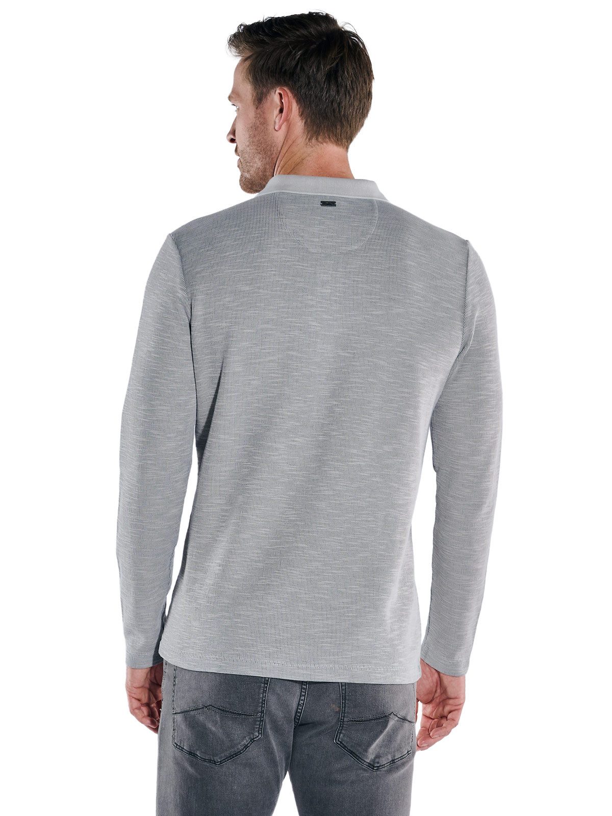 Engbers Langarm-Poloshirt Herren Langarmshirt mit Polokragen, Silbergrau günstig online kaufen