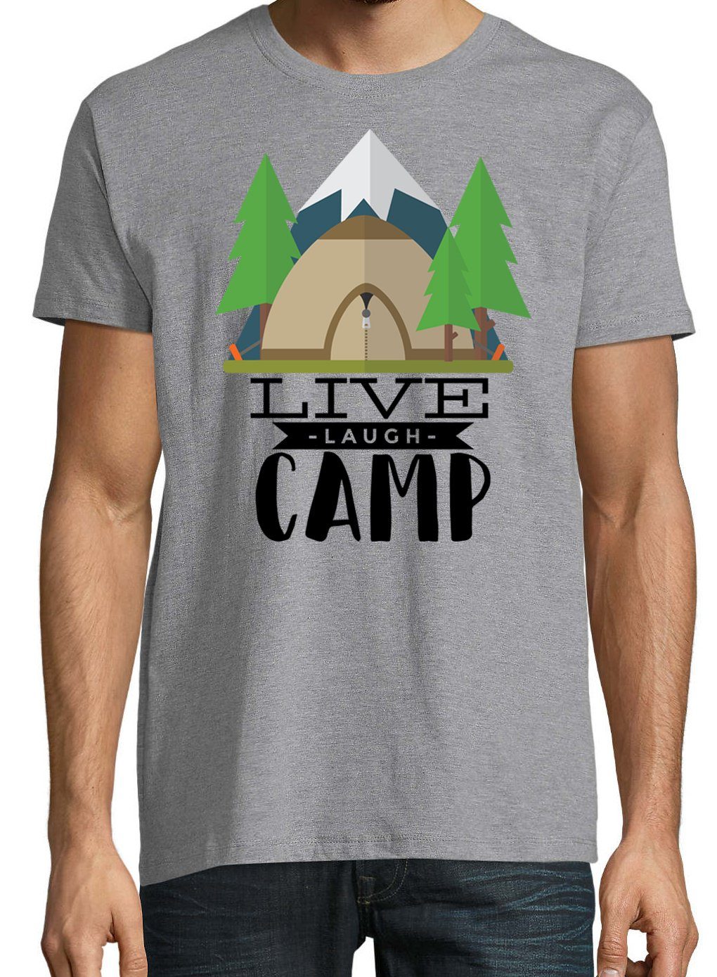 Grau Camp Live Herren T-Shirt Trendigem Youth Laugh mit T-Shirt Designz Frontdruck