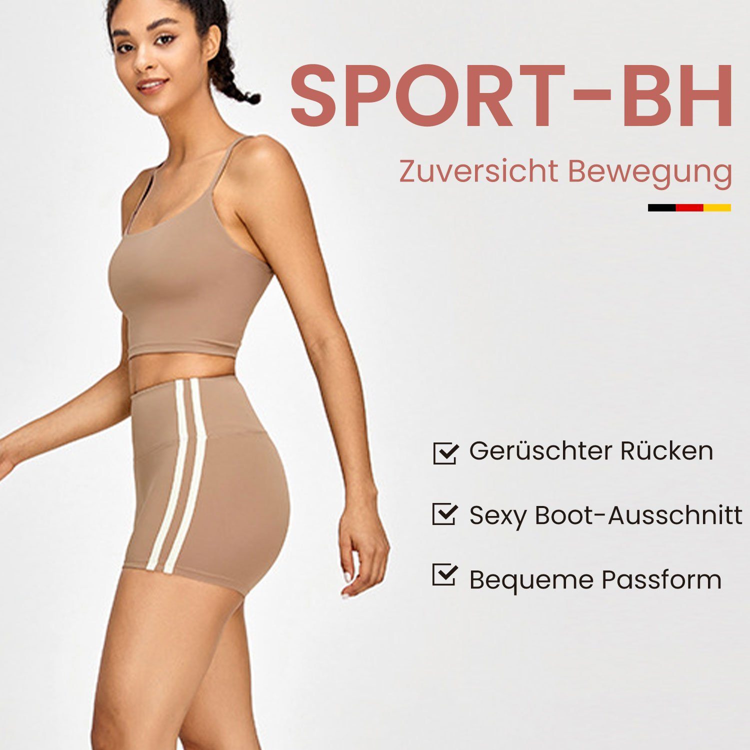 MAGICSHE Sport-BH für Yoga Crossback Kaffee Balconette-BH Training