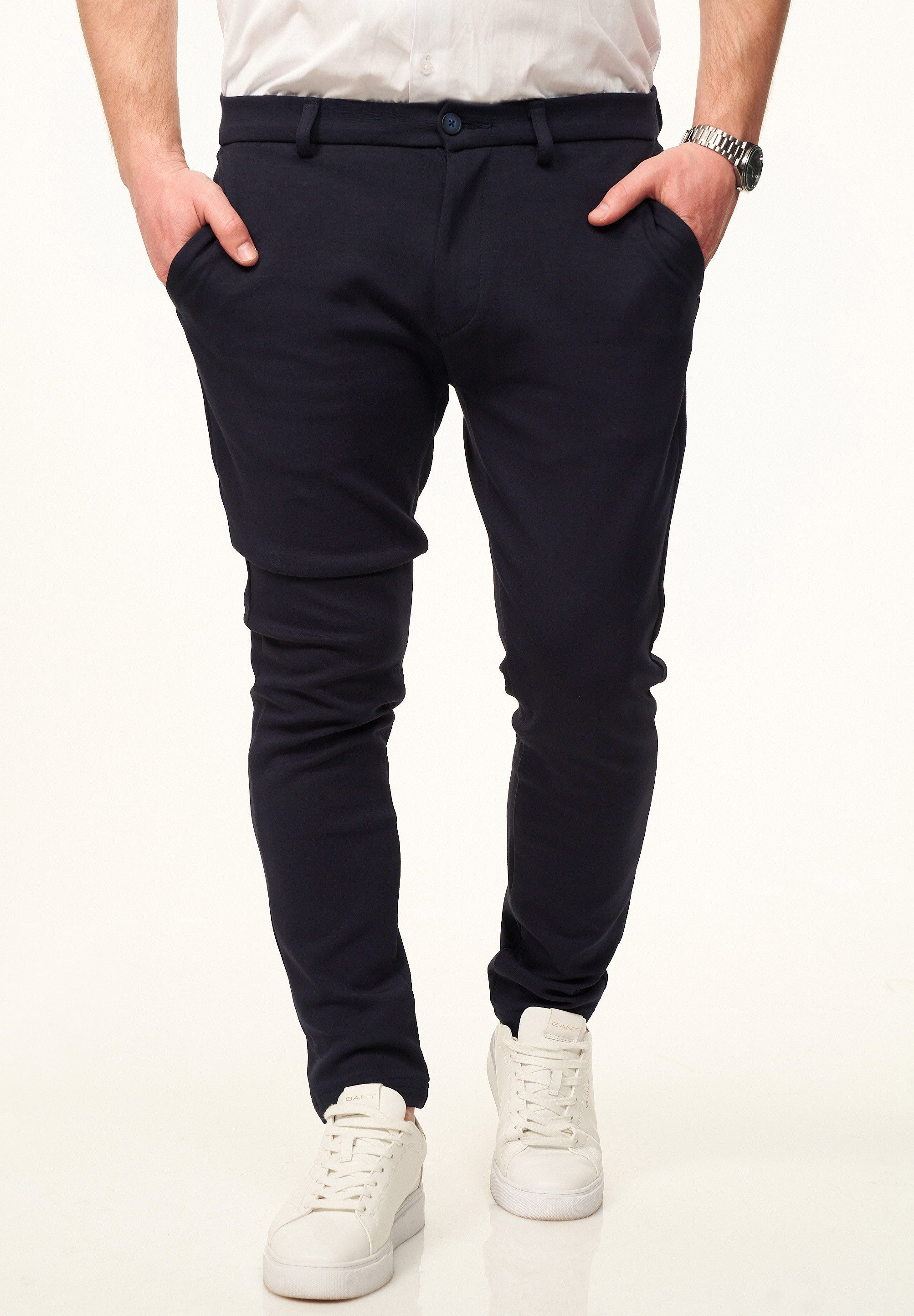 behype Chinohose mit Super Stretch als Performance Pants in Slim-Fit Herren Stoffhose elegant & casual – 6% Ultra-Flex Stretch