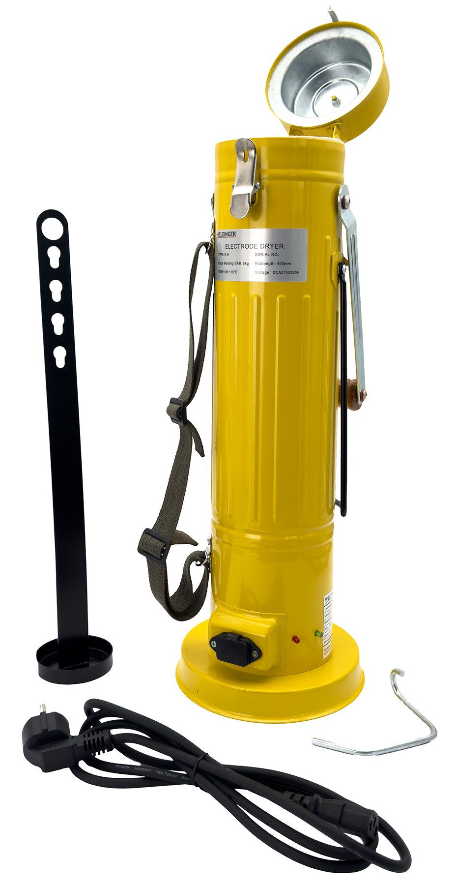 WELDINGER Stabelektroden Elektrodenofen (Elektrodentrockner 230 V/180 W für MMA-Stabelektroden, Arbeitstemperatur ca.180°C, herausnehmbarer Elektrodenkorb