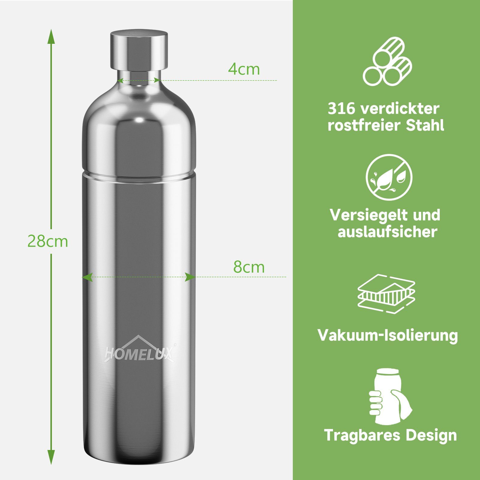 HOMELUX Wassersprudler Sprudelwasser Maschine mit 1L PET-Flaschen Bpa-Frei, (1-tlg), Soda Maker, Wasser Sprudel GeräT, Water Carbonator