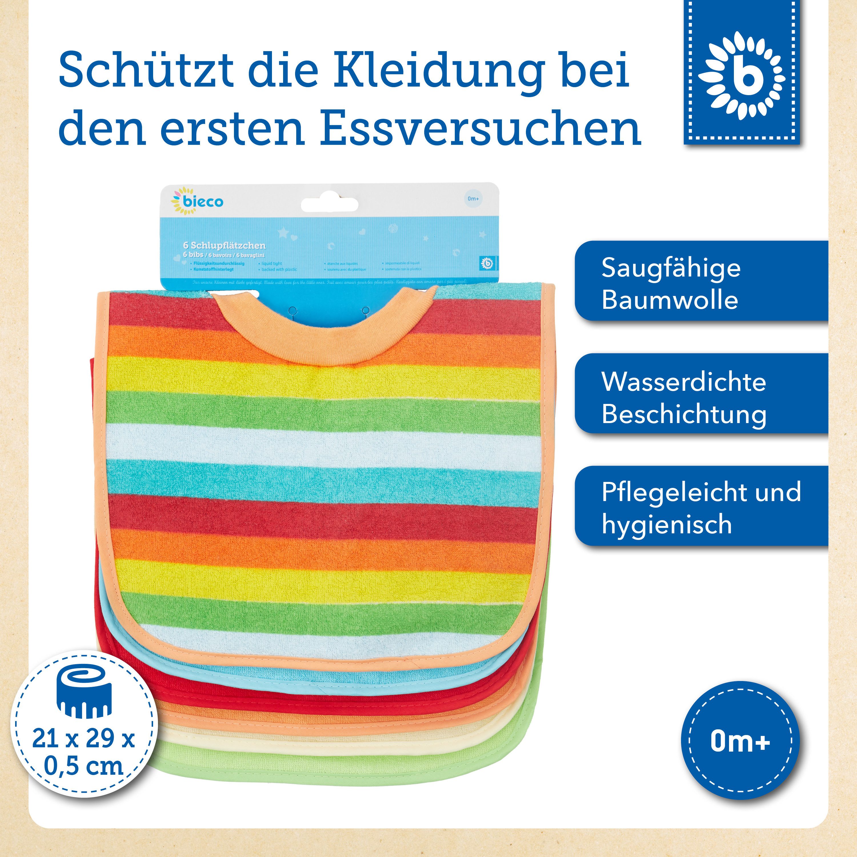 BIECO Lätzchen Bieco Baby Lätzchen 6er Pack Baby Lätzchen Wasserdicht Schlabberlatz