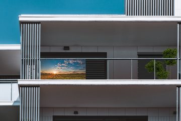 MuchoWow Balkonsichtschutz Sonnenuntergang - Natur - Wolken - Gras (1-St) Balkonbanner, Sichtschutz für den Balkon, Robustes und wetterfest