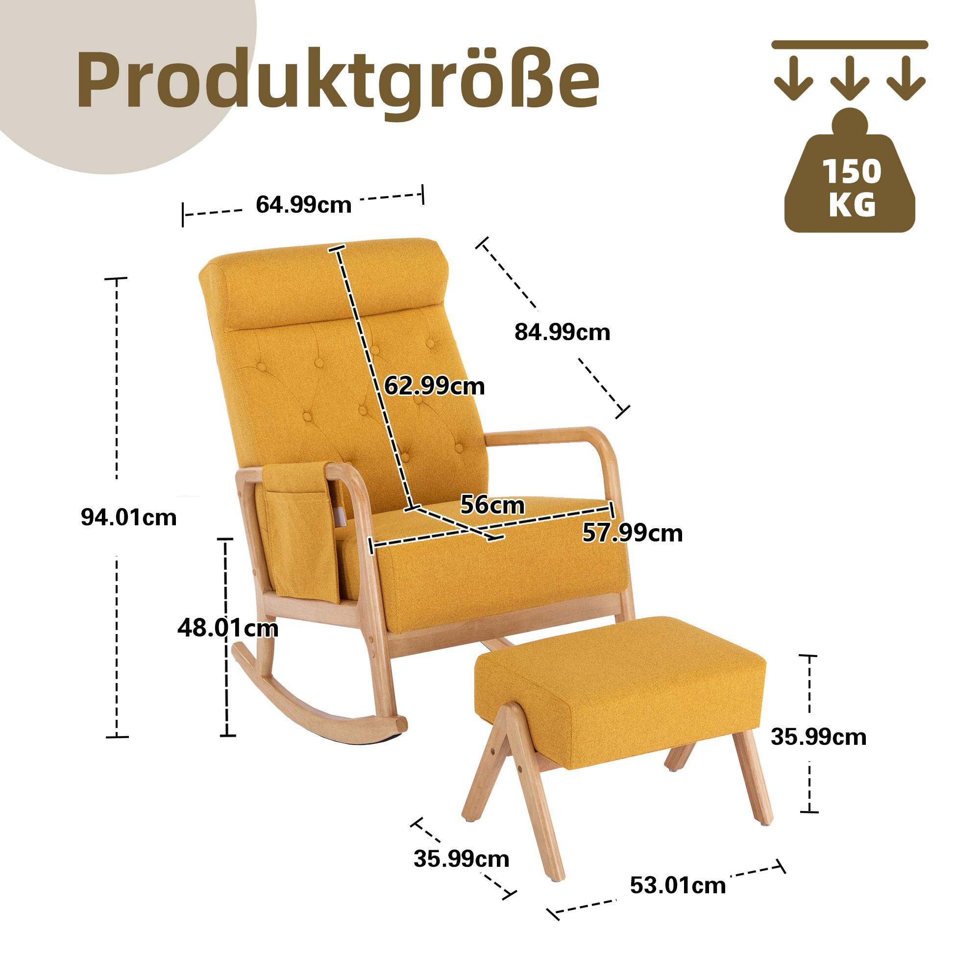 ccbetter Schaukelstuhl Armlehnstuhl Holzstuhl mit Ottomane günstig online kaufen