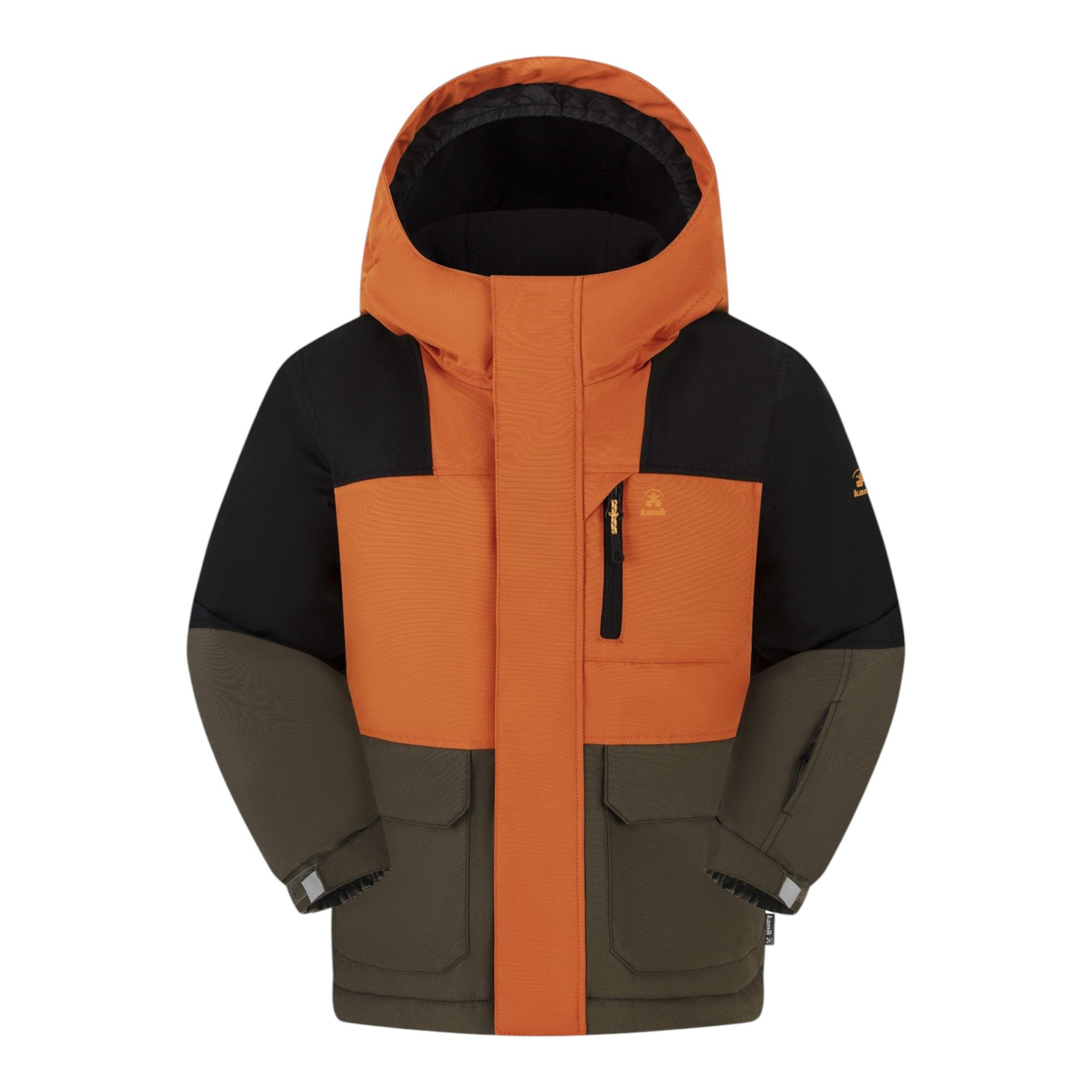 Kamik Winterjacke Gideon (wind- und wasserdicht, reflektierend) orange/schwarz/braun
