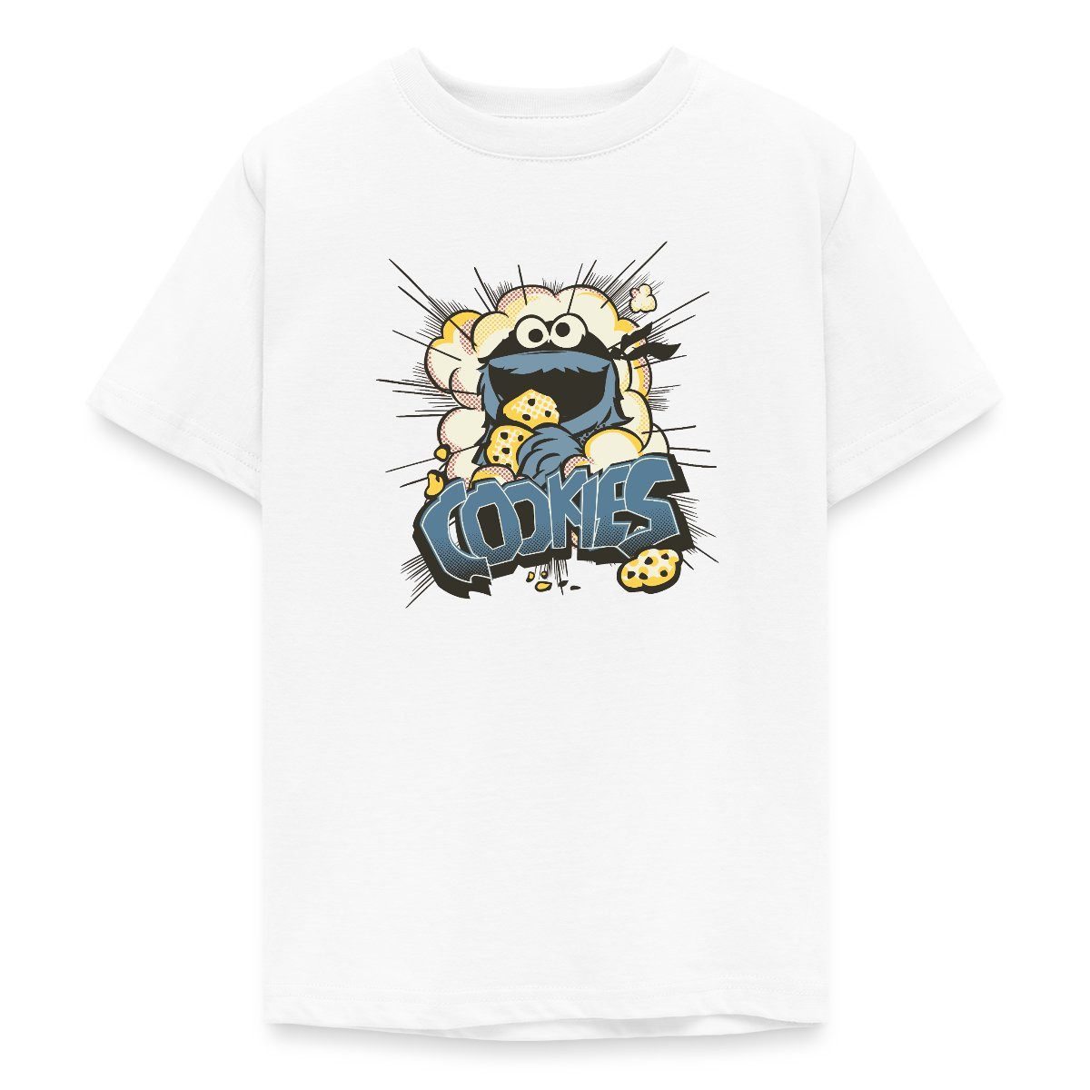 T-Shirt Sesamstraße Design Mit Krümelmonster Und Cookies Teenager T-Shirt