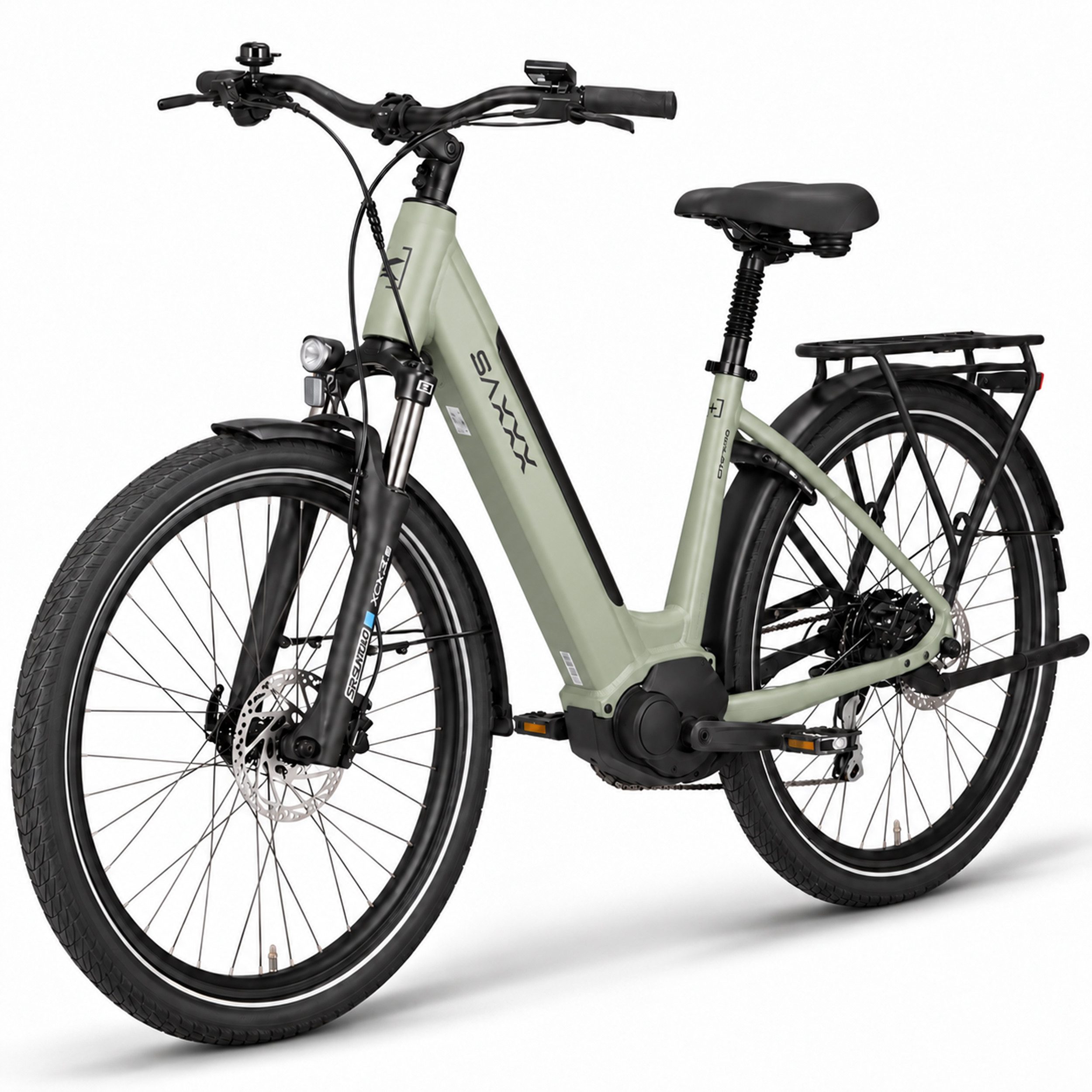 SAXXX E-Bike Damen 28 Zoll Herren, Riemenantrieb, Cityrad, Drehmomentsensor, Federsattelstütze, 7 Gang Shimano Nexus SG-C3001-7D Schaltwerk, Nabenschaltung, Mittelmotor, 468 Wh, (LCD-Farbdisplay, 5 Stufen, Alu-Tiefeinsteiger, hydr. Scheibenbremsen), bis 100km, Synchronriemenantrieb, Elektrofahrrad, 95 % vormontiert