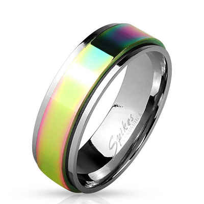 BUNGSA Fingerring Ring Spinner Regenbogen Bunt aus Edelstahl Unisex (Ring, 1-tlg), Damen Herren