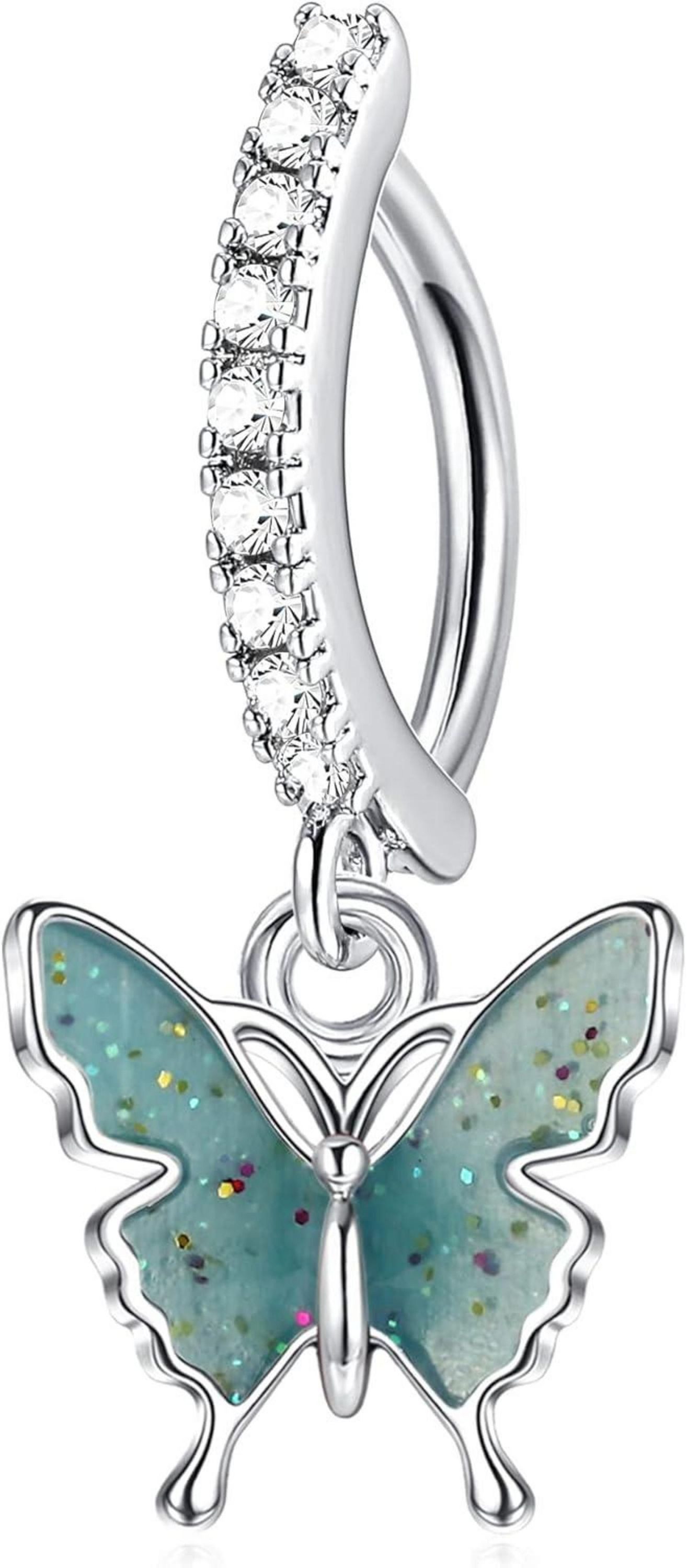 JeryWe Bauchnabelpiercing 14G Chirurgenstahl CZ Schmetterling günstig online kaufen