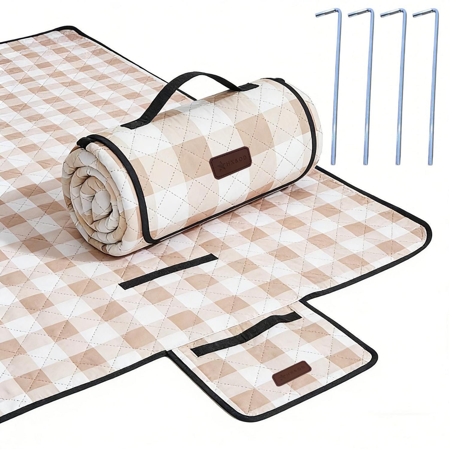 Picknickdecke Picknickdecke wasserdicht 203 x 203 cm (Quadratisch) Helles Braun, LuxusKollektion