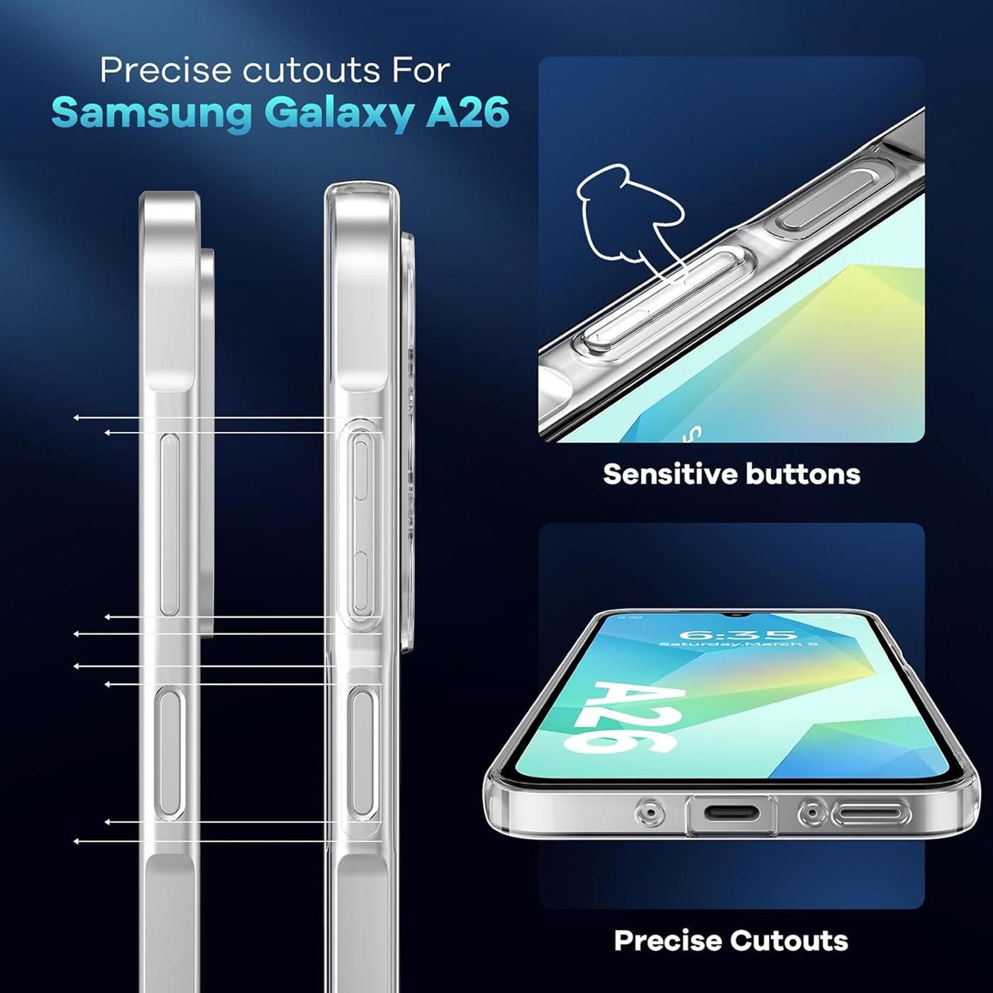 CoolGadget Handyhülle Silikon Handy Hülle Slim für Samsung Galaxy A27 5G, dünne TPU Schutzhülle Case in transparent / durchsichtig – Bild 4 von 5