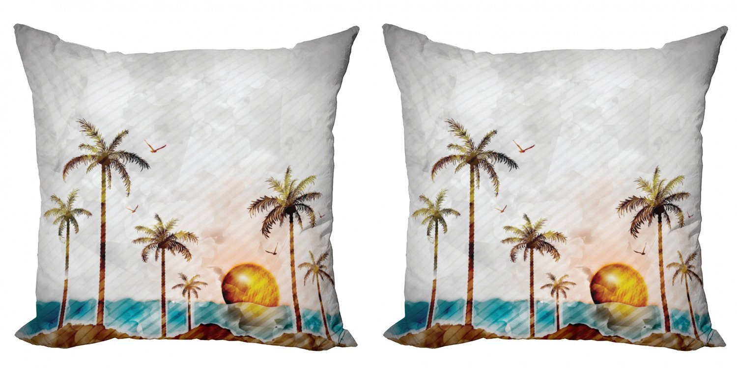 Kissenbezüge Modern Accent Doppelseitiger Digitaldruck, Abakuhaus (2 Stück), Insel Tropic Landschaftskunst