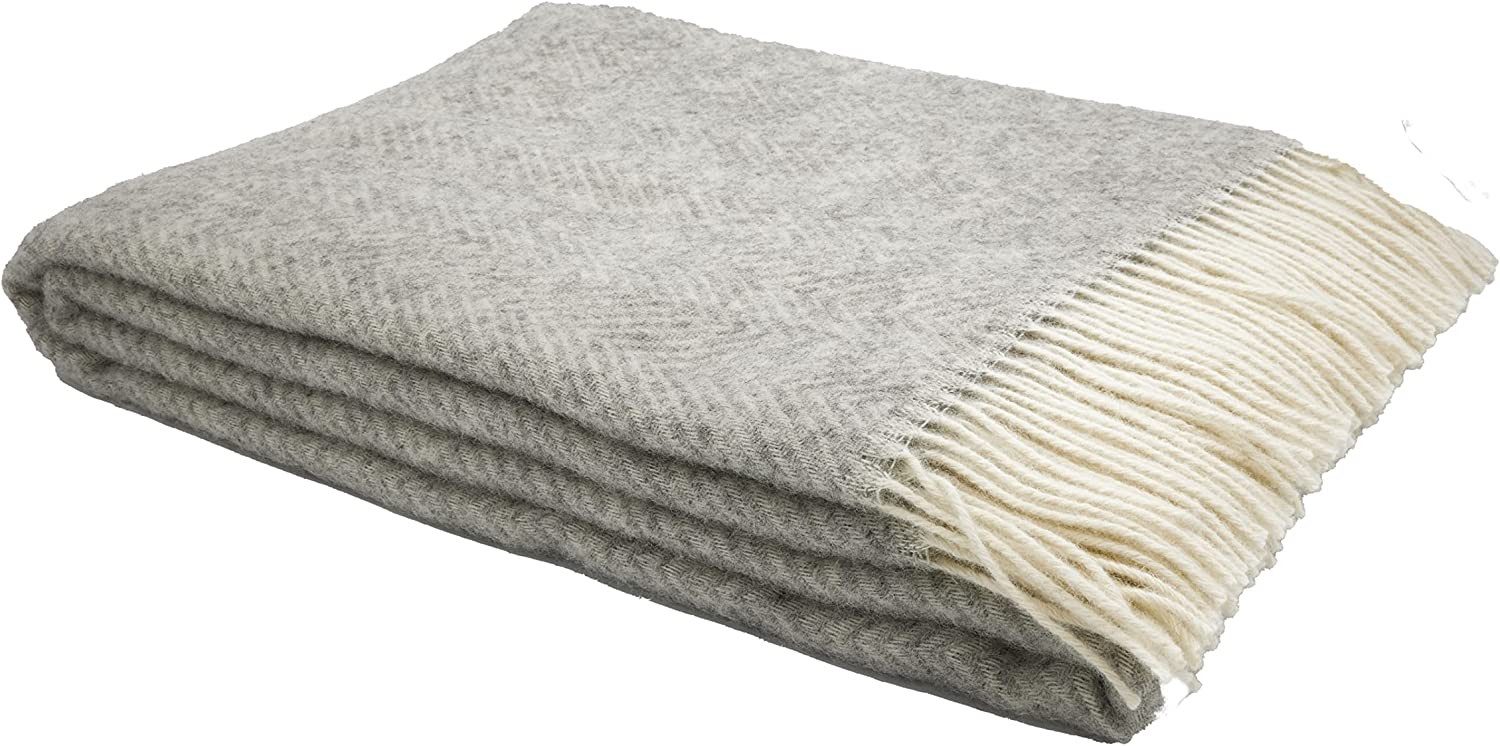 Wolldecke Fair De Luxe Wolldecke 100% Wolle, Plaid/Wohndecke, Hellgrau, Hei günstig online kaufen