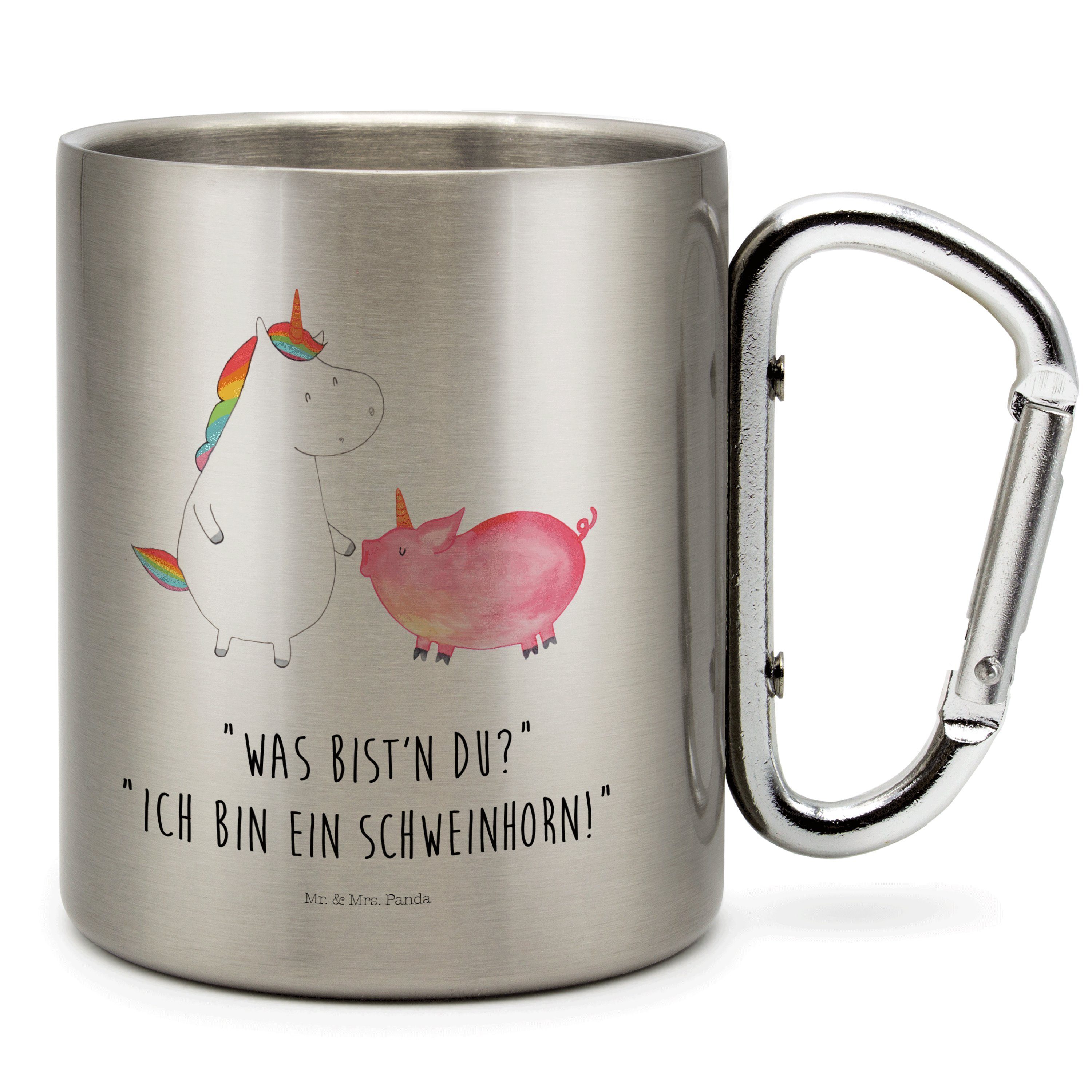 Mr. & Mrs. Panda - Transparent Einhorn + Unicorn, Tasse Geschenk, Schweinhorn Freundschaft, - Edelstahl