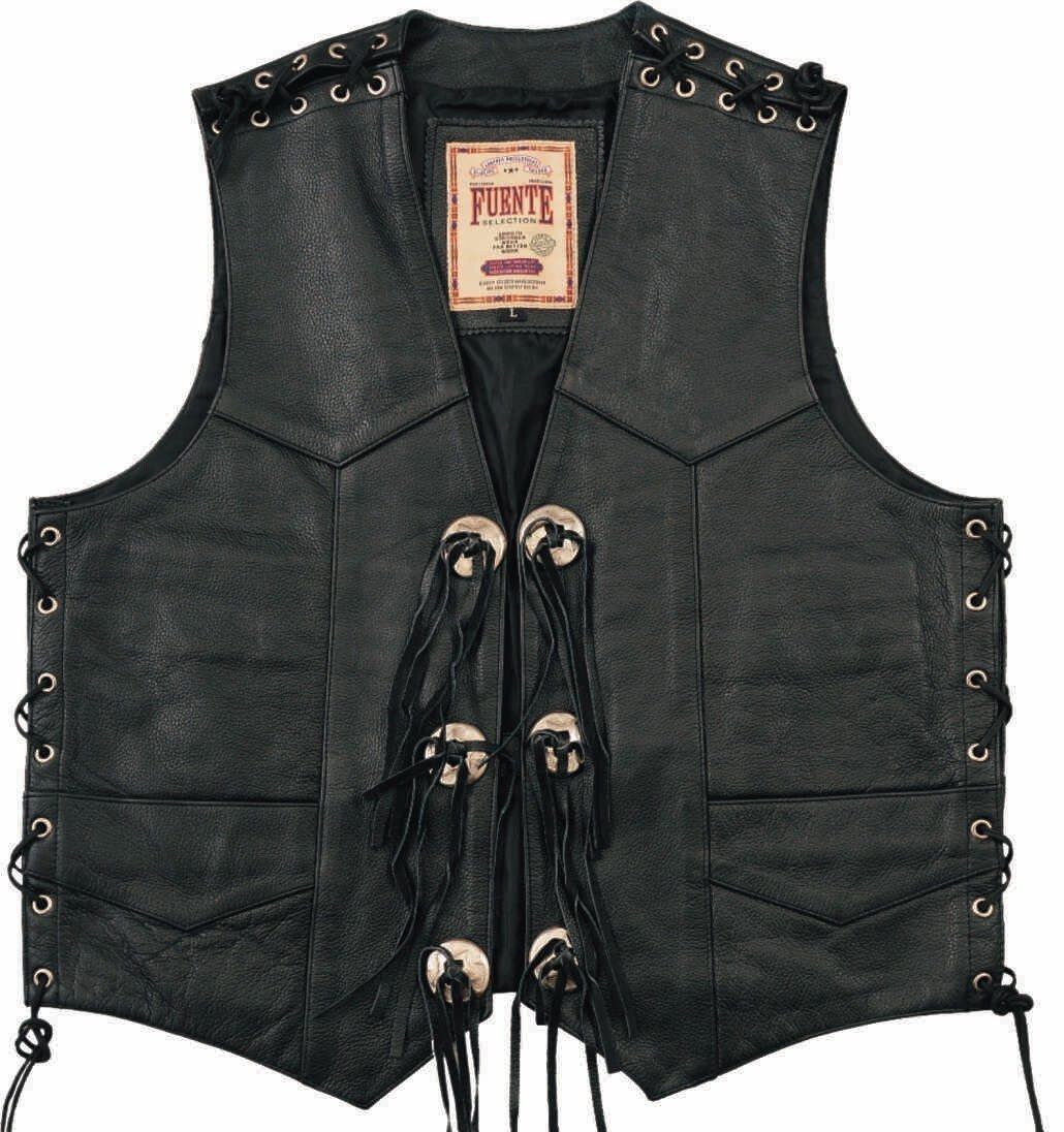 Fuente Leather Wears Lederweste Herren Motorradweste Echtes Rind-Leder in Farbe Schwarz