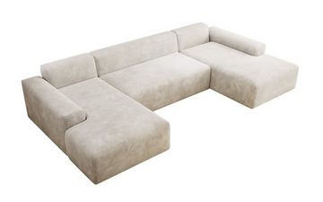 PROMETO Möbel Ecksofa Empire Ecksofa U-Form, Sofa U-Form Beige und Grau