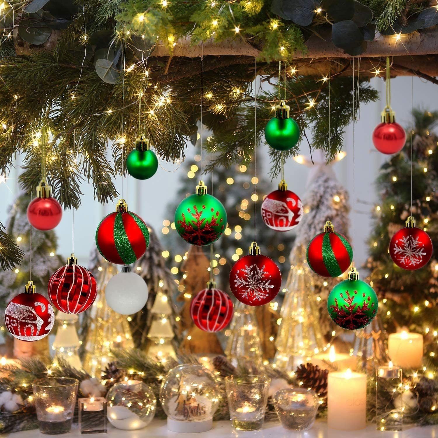 44 Ornamente rot Stück Weihnachtsbaumkugel Weihnachtskugeln, Weihnachtsbaumkugel autolock