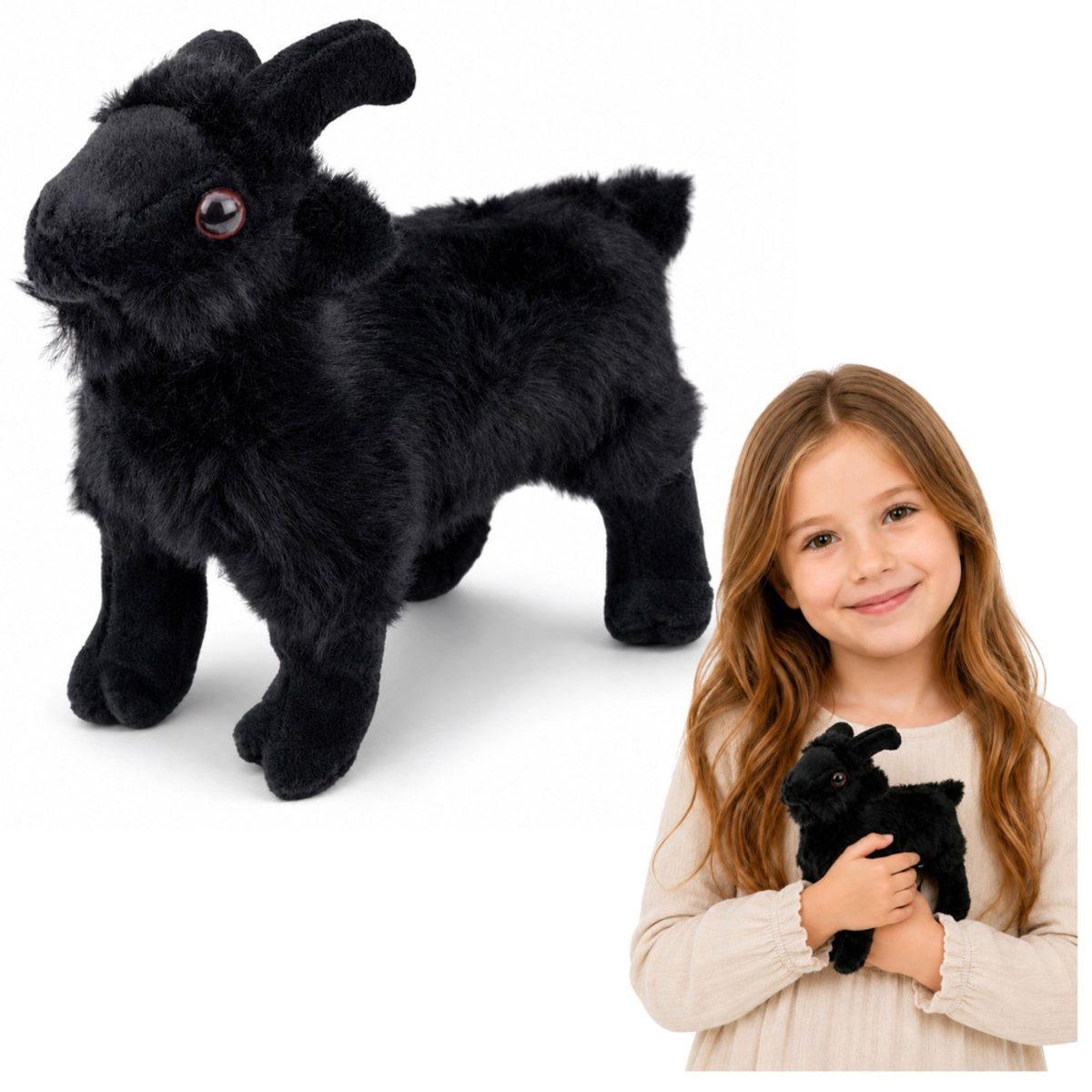 Wisam Plüschfigur Plüschziege für Kinder, schwarz, 16 cm (1-St)