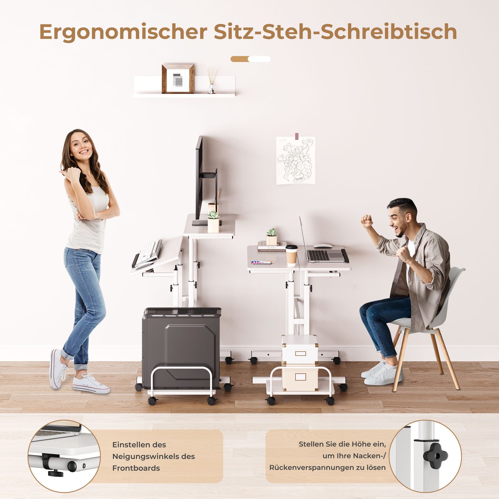 Dripex Stehpult Höhenverstellbar Laptoptisch mit Rollen und neigbar Tischpl günstig online kaufen