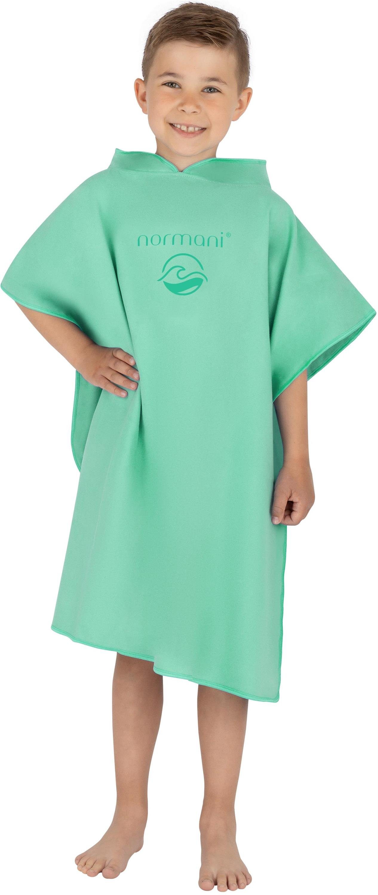 normani Badeponcho Kinder Badeponcho Schlupf, Manati, 6-9 Kapuze Polyester, Jährige Mikrofaser Handtuch aus Bade für Kapuze, Minze mit 75