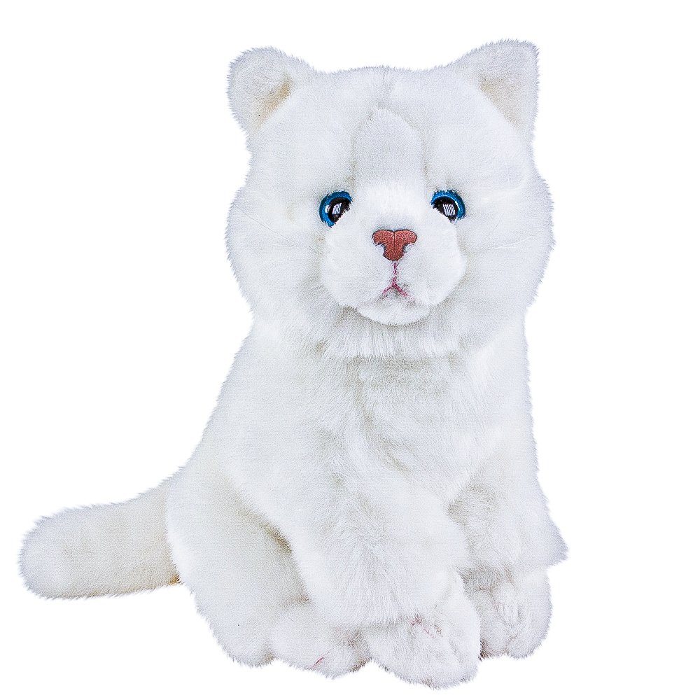 Teddys Rothenburg Kuscheltier Katze Flocke weiß 30 cm (mit Schwanz)  (Stofftiere Katzen Plüschtiere, weiße Stoffkatze Plüschkatze Kuschelkatze)