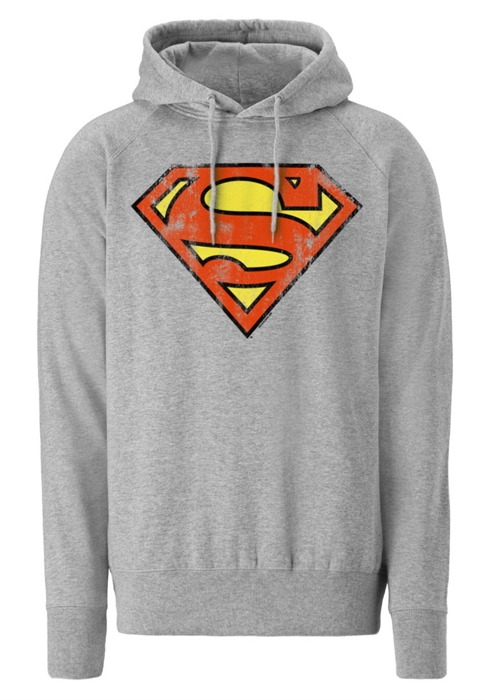 Kapuzensweatshirt Superman – Superhelden-Print grau-meliert Logo LOGOSHIRT mit DC