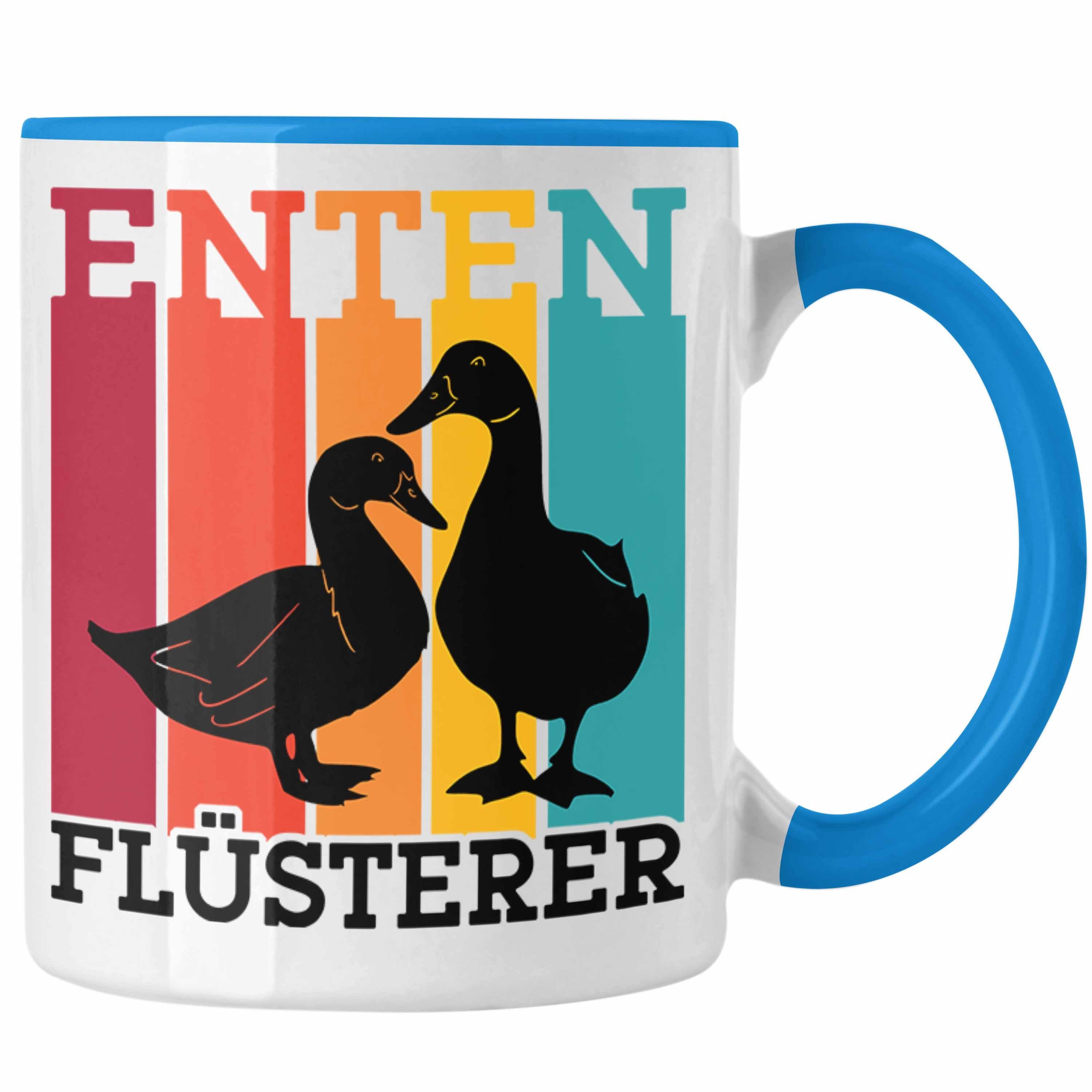Trendation Tasse Lustige Enten Liebhaber Tasse "Enten Flüsterer" - Geschenk für Entenfr Blau | Teetassen