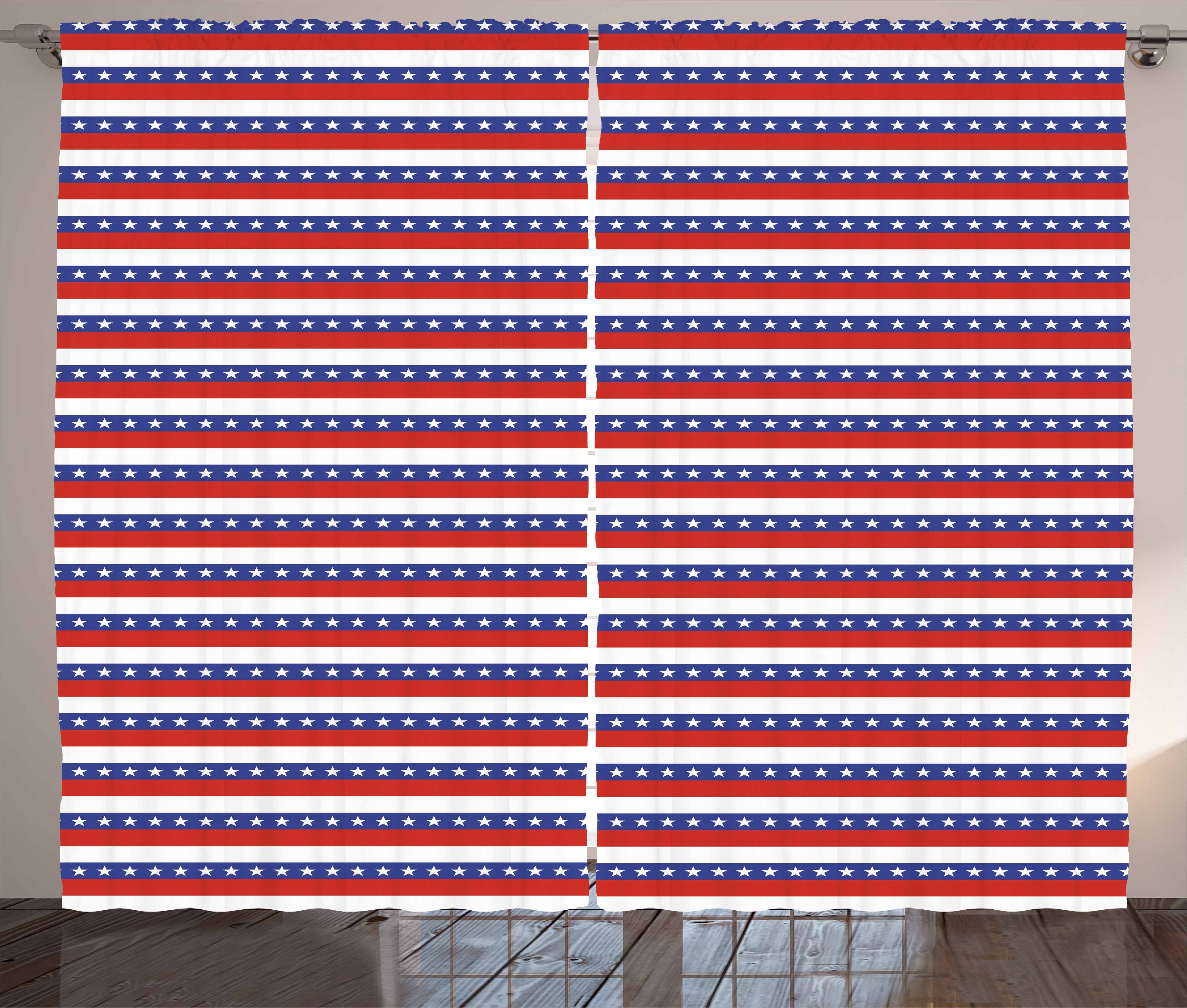 Gardine Schlafzimmer Kräuselband Vorhang 4. mit und Abakuhaus, Haken, Flagge Amerikanische Juli Schlaufen Motiv