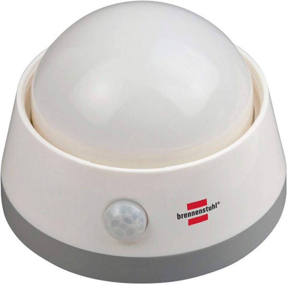 Brennenstuhl LED Nachtlicht NLB 02 BS, Bewegungsmelder, Ein-/Ausschalter,  Nachtlichtfunktion, LED fest integriert, Warmweiß, mit Infrarot- Bewegungsmelder und Push-Schalter, inkl. Batterien, Die Leuchtdauer beträgt  bei voll geladenen Batterien 20 Stunden