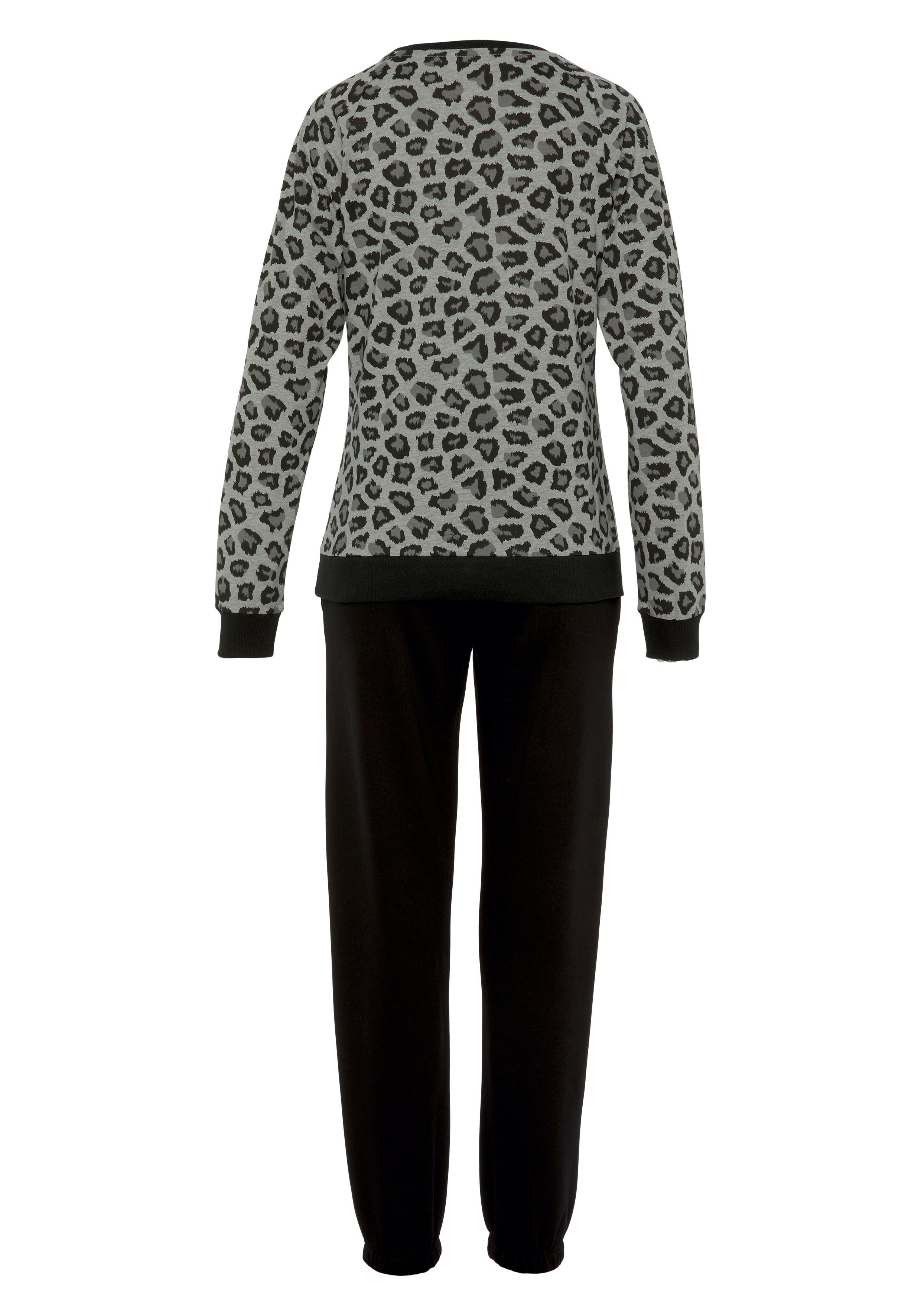 Vivance Dreams Pyjama (2 tlg) Grau tonalem Animalprint mit