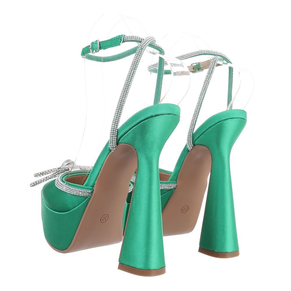 Ital-Design Damen Abendschuhe Party & Clubwear Plateaupumps Blockabsatz High Heel Pumps in Grün