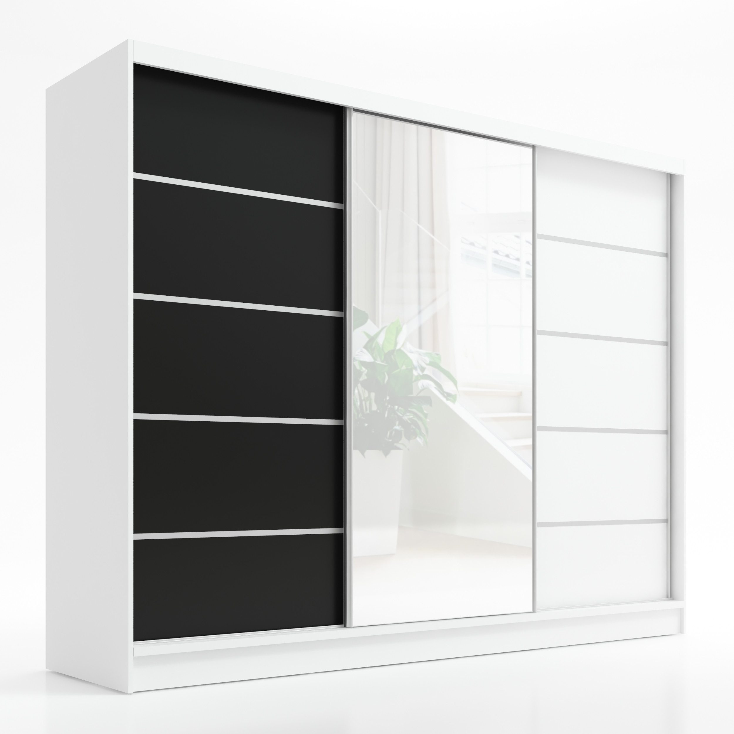 A&J MöbelLand GmbH Schiebetürenschrank AURELIA 1 Moderner 3-türiger Kleiderschrank mit Spiegel (TOP ANGEBOT! Geräumiger Schrank mit einer Breite von 200 cm ideal zur Aufbewahrung von Kleidung und Accessoires. Wählen Sie das ideale Modell für Ihr Schlafzim