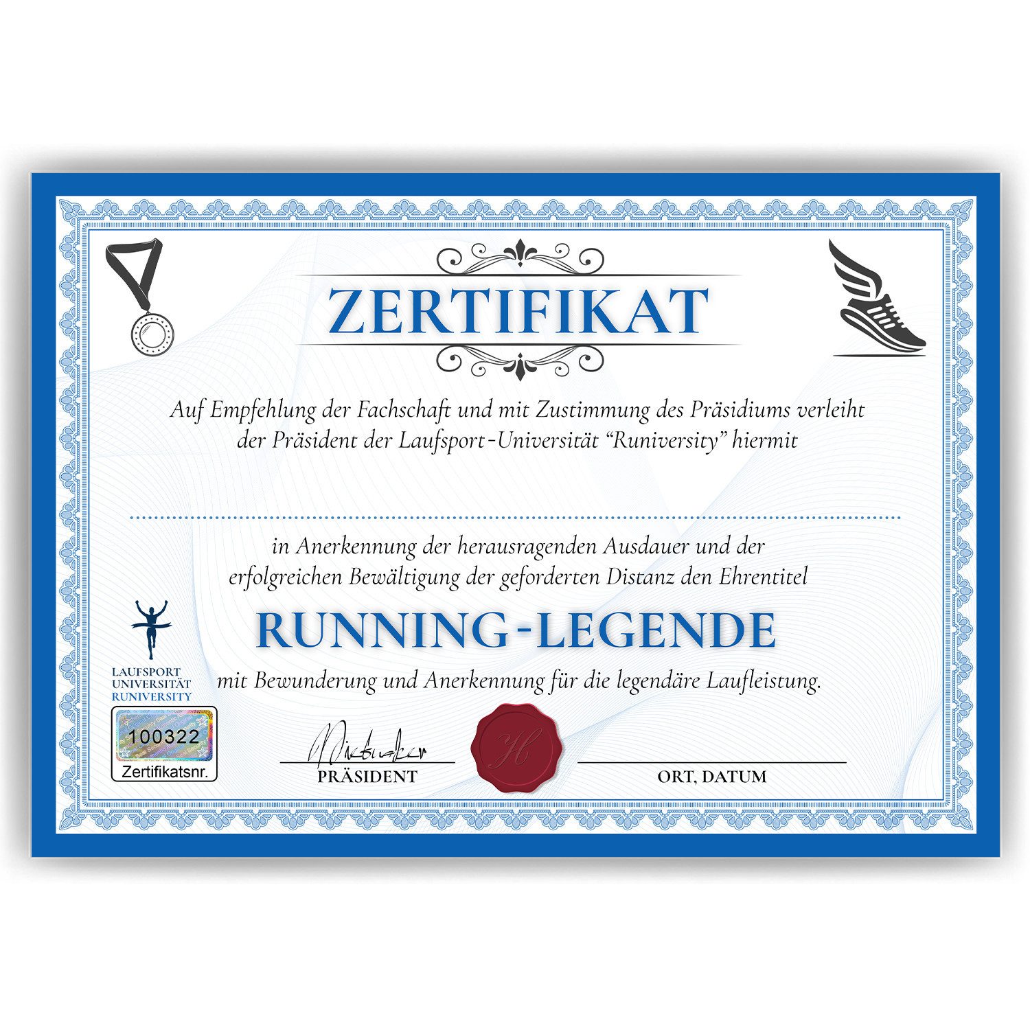 Tigerlino Poster Läufer Urkunde Lustig Marathonläufer Geschenk Marathon Witzig Jogger, Zertifikat