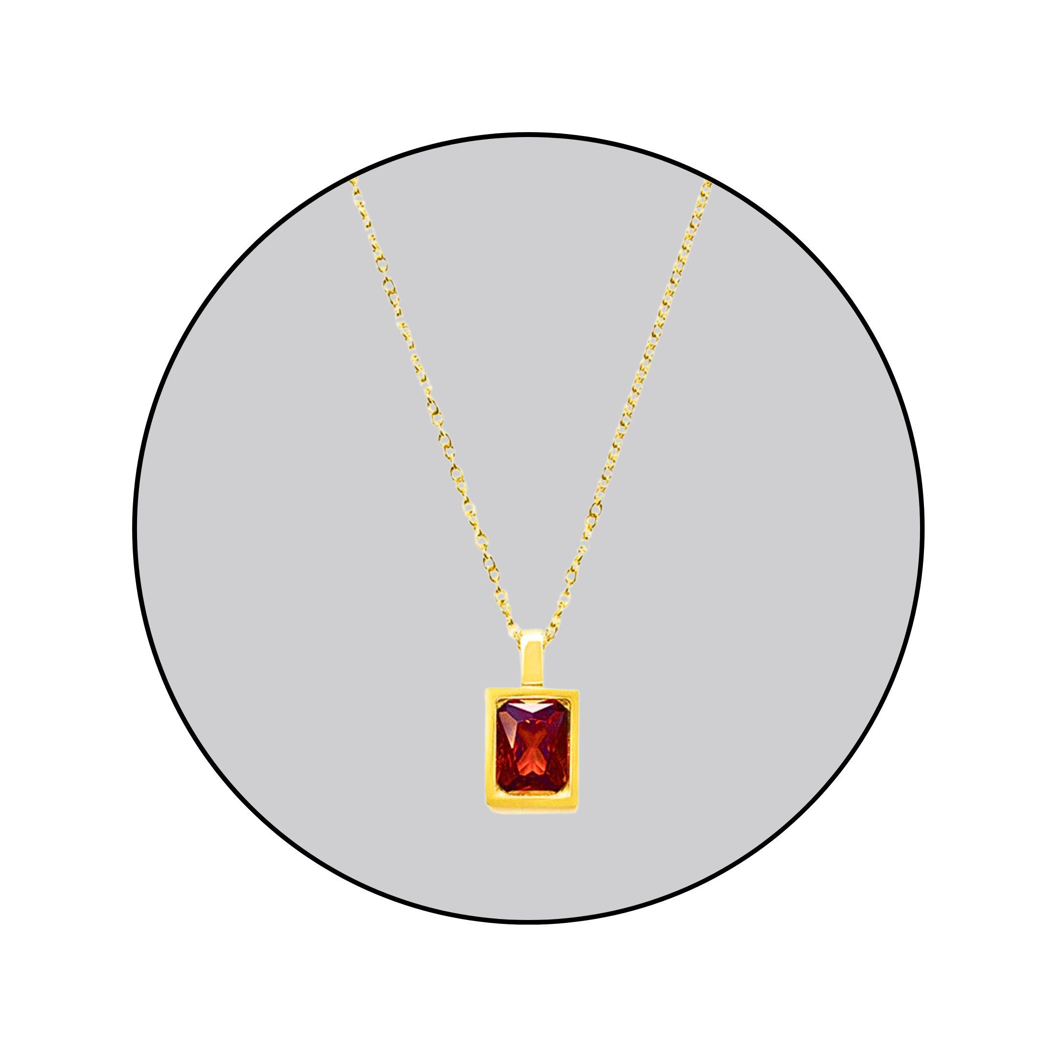 Kette mit Anhänger Edelstahl vergoldet Schmuck Stein mit verschiedene Farben
