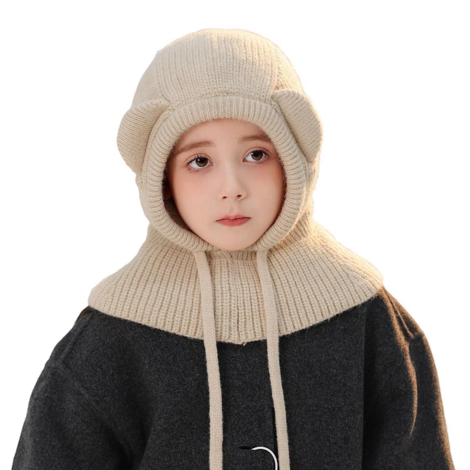 LuxusKollektion Sturmhaube Sturmhaube Kinder Schlupfmütze Winter 2 6 Jahre Beige