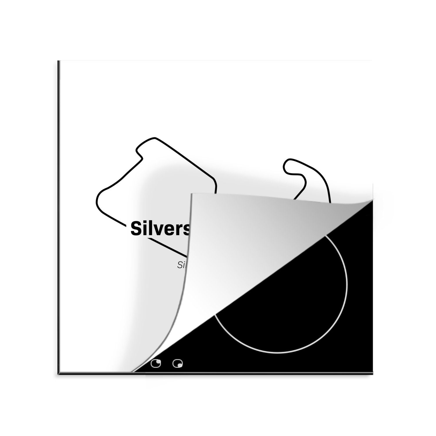MuchoWow Herdblende-/Abdeckplatte Formel 1 - Silverstone - Rennstrecke, Vinyl, (1 tlg), 78x78 cm, Ceranfeldabdeckung, Arbeitsplatte für küche