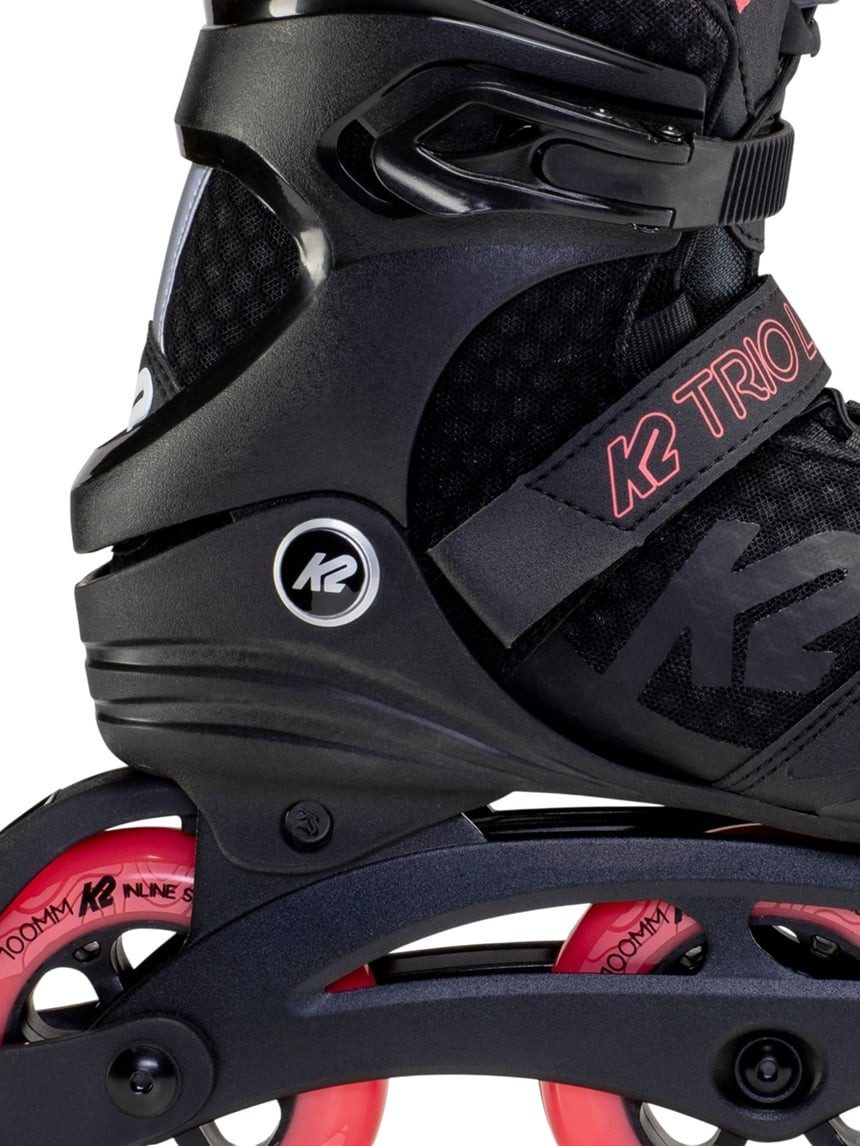 K2 Inlineskates Trio LT 100 (Rollen: 100mm/83A, Kugellager: ILQ 7) schwarz/coral
