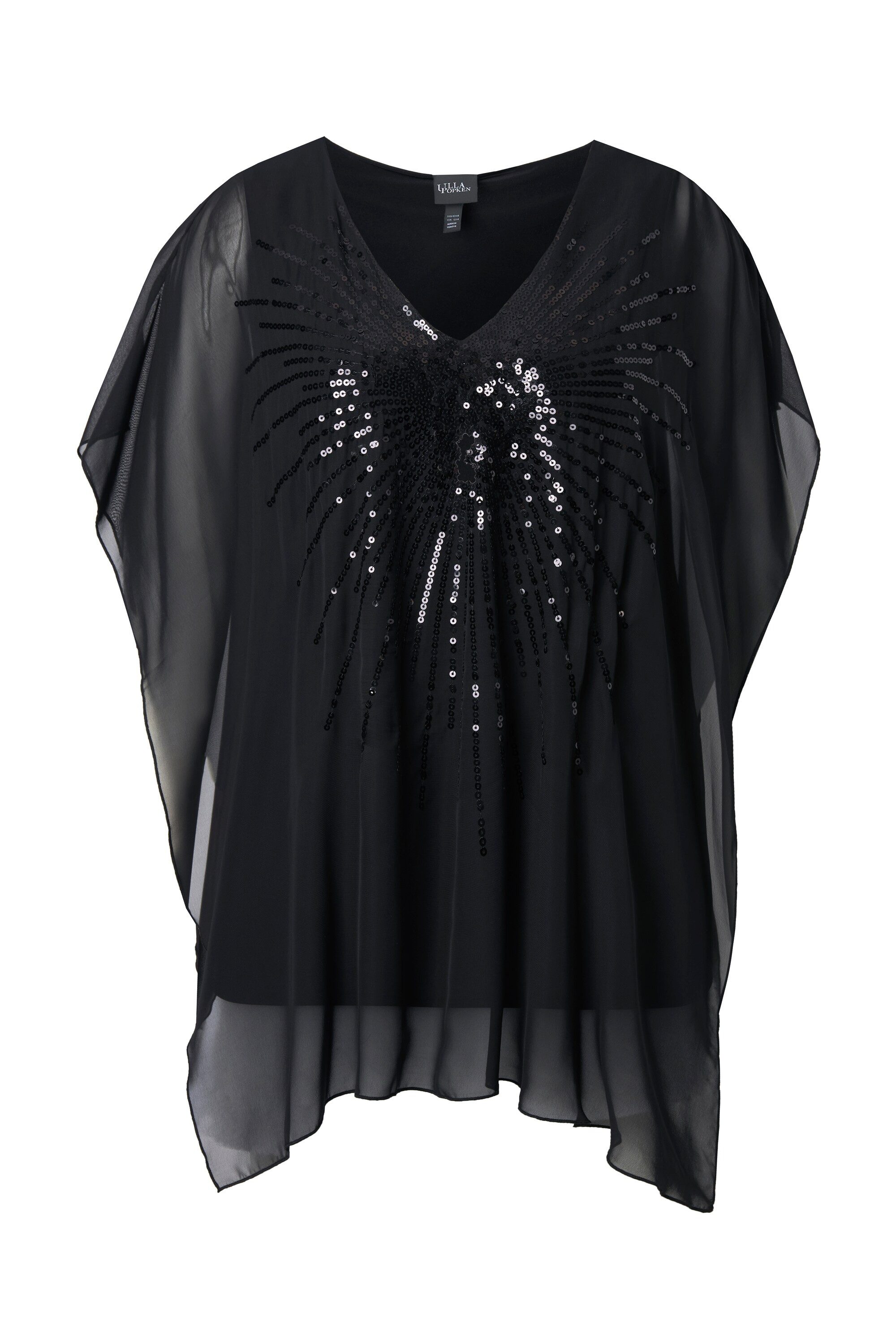 Ulla Popken T-Shirt Shirt oversized doppellagig Chiffon Pailletten günstig online kaufen