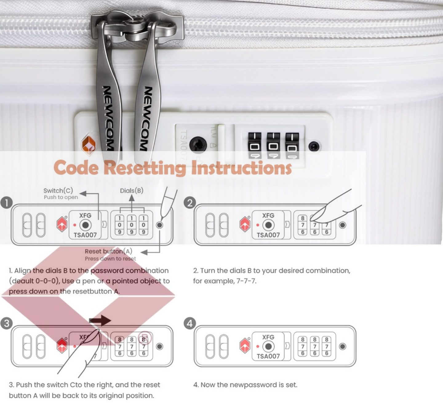 NEWCOM Trolleyset Hartschalenkoffer Set M/L/XL aus PP-Polypropylen, Erweiterbar, TSA, 4 Rollen, (Weiß SET, 3 tlg., 55cm/66cm/75cm), leichter & robuster Reisekoffer Set, 54L/87L/129L
